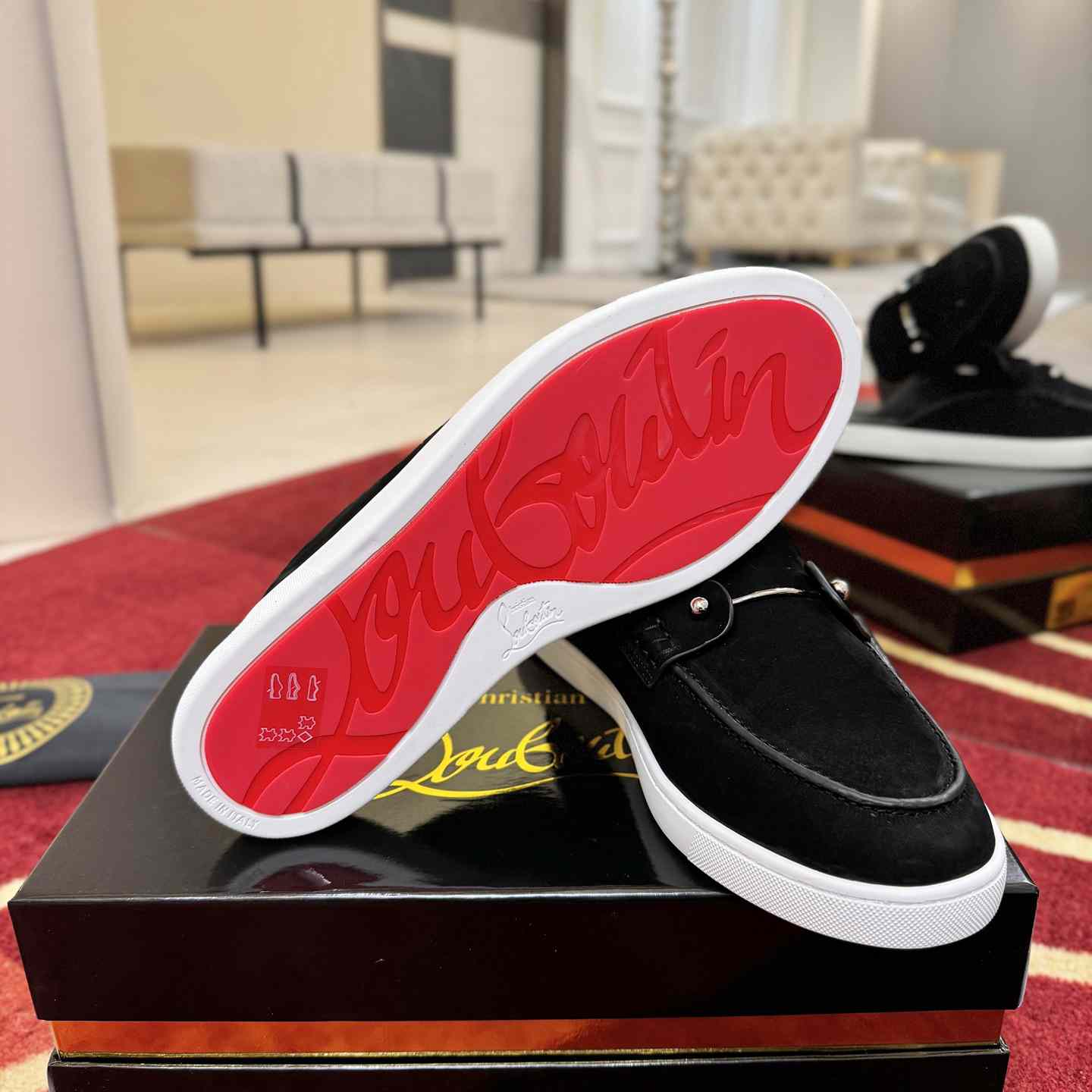 Christian Louboutin Chanme Donna Leather Boat Shoe Mules - DesignerGu