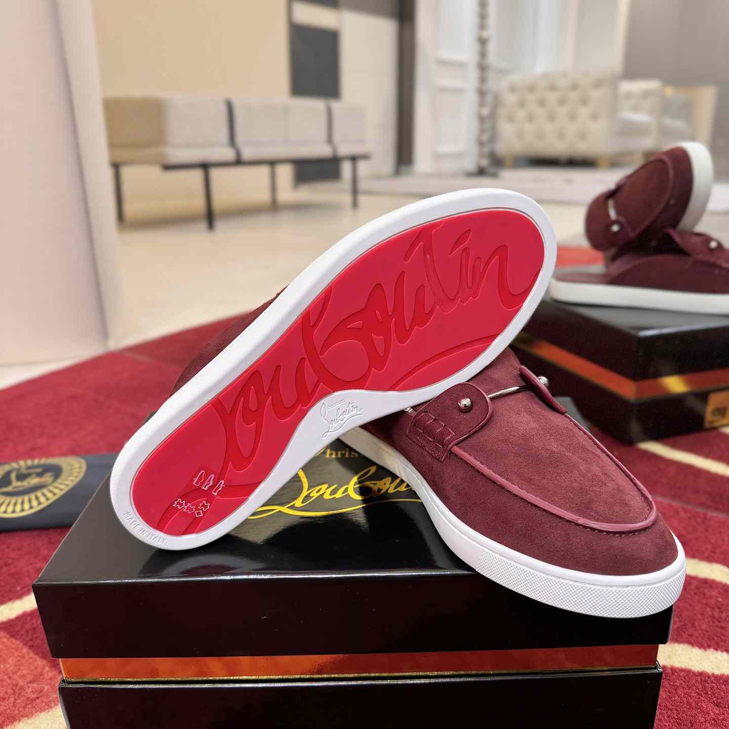 Christian Louboutin Chanme Donna Leather Boat Shoe Mules - DesignerGu