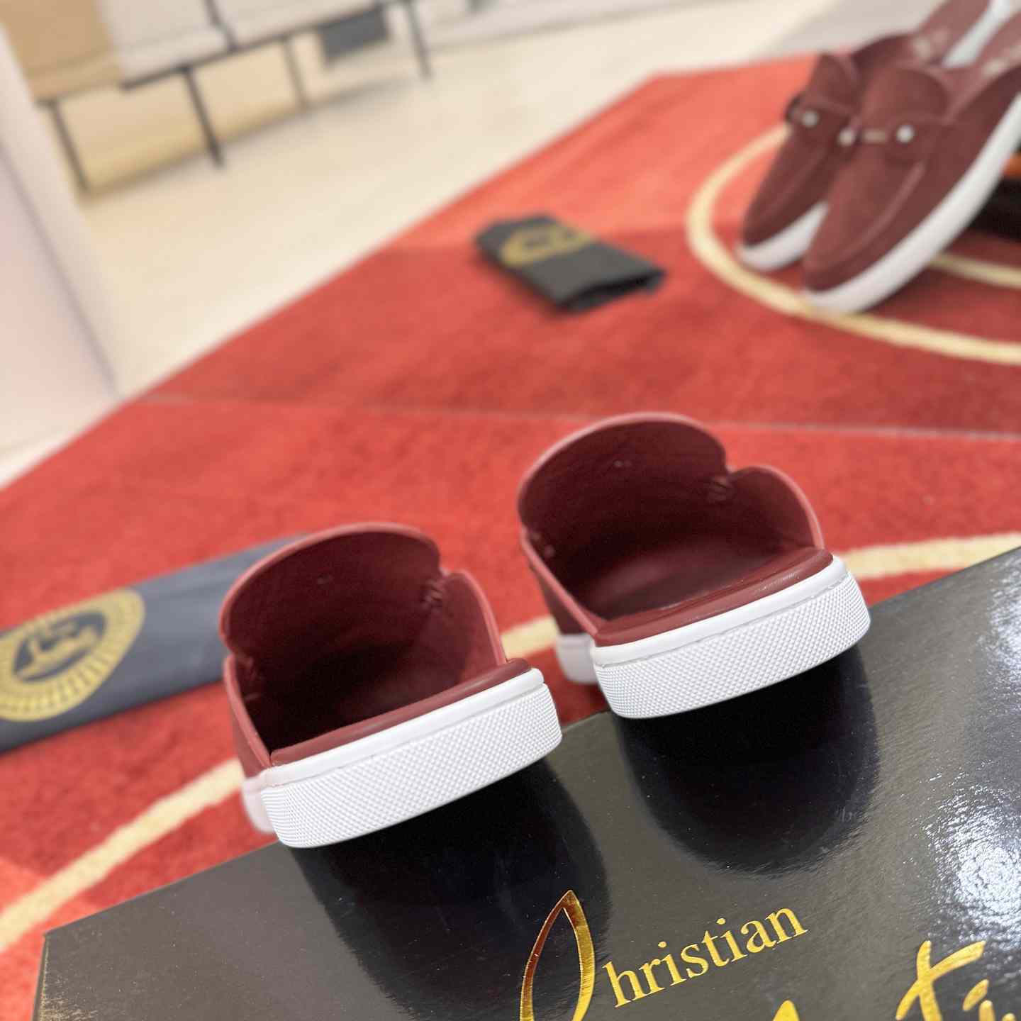 Christian Louboutin Chanme Donna Leather Boat Shoe Mules - DesignerGu