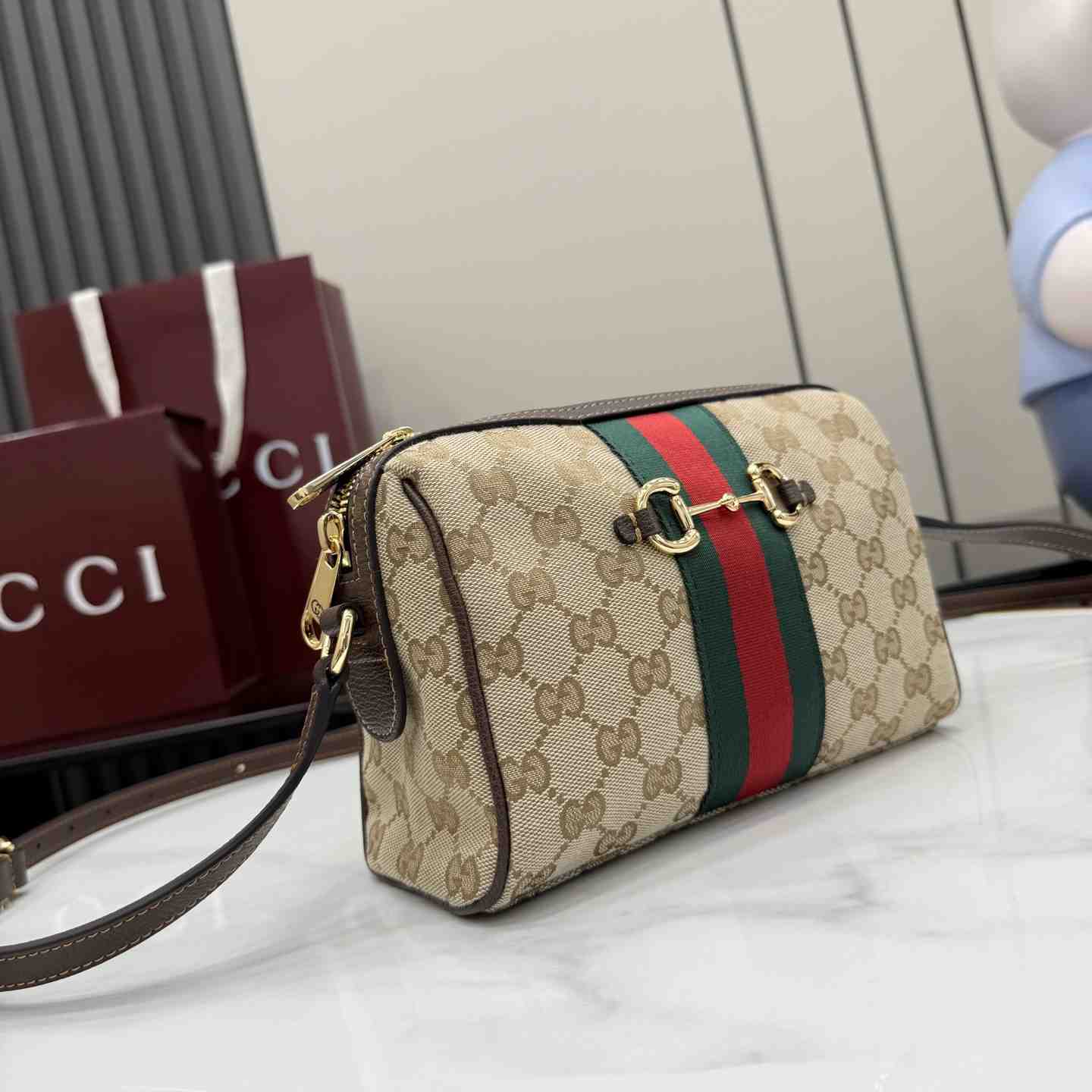 Gucci Horsebit Web Small Camera Bag A008PZ - DesignerGu