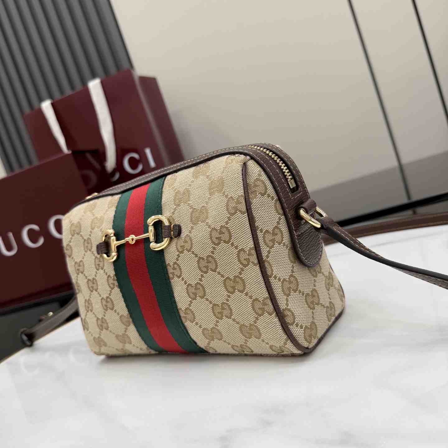 Gucci Horsebit Web Small Camera Bag A008PZ - DesignerGu