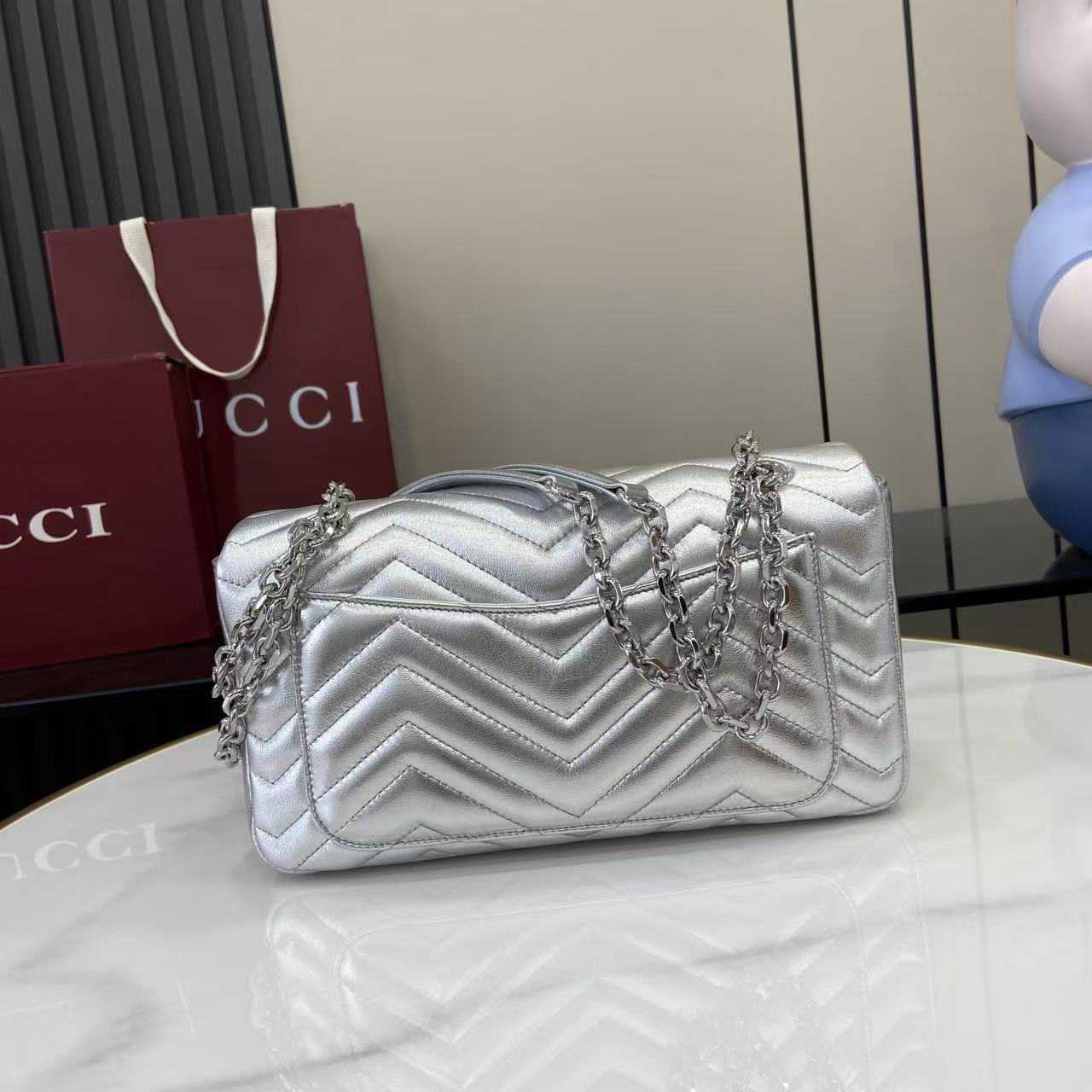 Gucci GG Marmont Small Shoulder Bag In Leather - DesignerGu