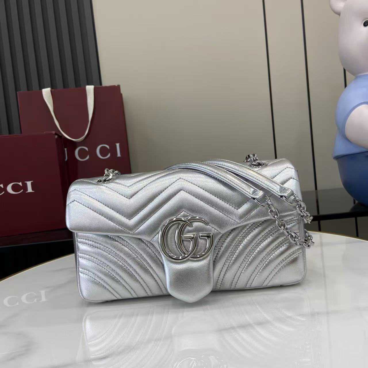 Gucci GG Marmont Small Shoulder Bag In Leather - DesignerGu