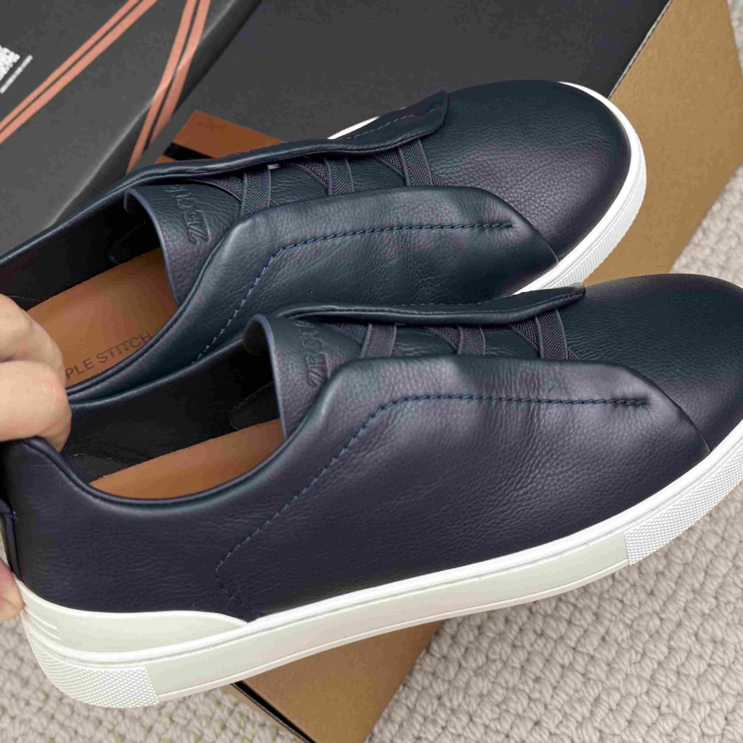 Zegna Triple Stitch Calfskin Sneaker - DesignerGu