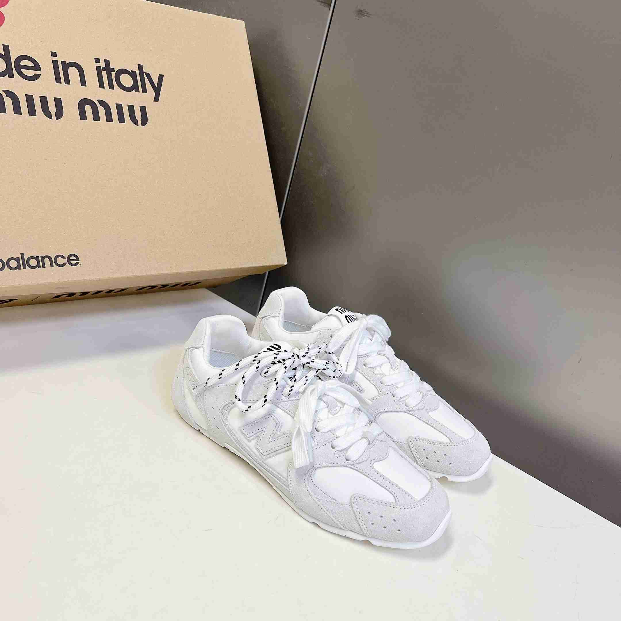 New Balance X Miu Miu 530 SL Technical Fabric And Suede Sneakers - DesignerGu