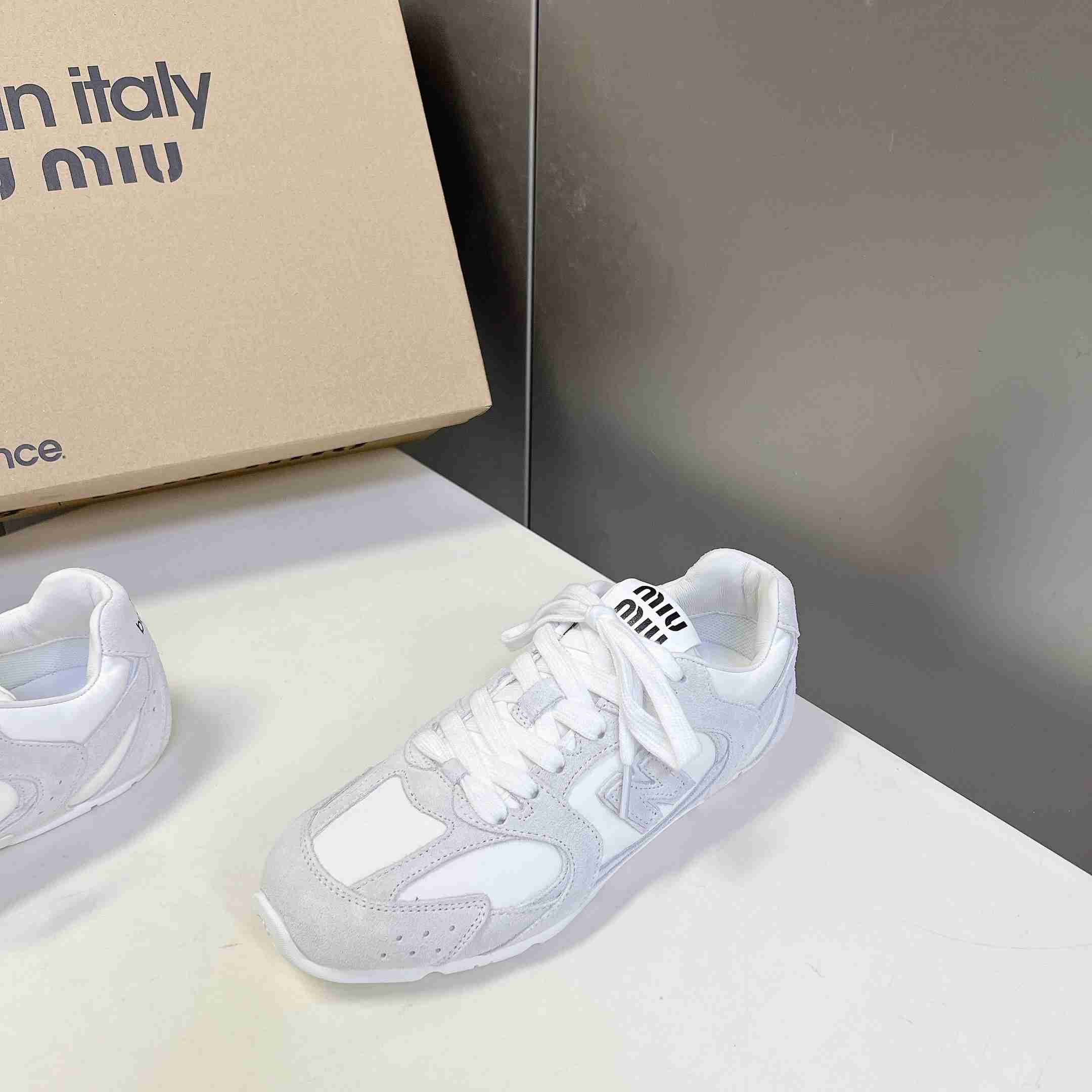New Balance X Miu Miu 530 SL Technical Fabric And Suede Sneakers - DesignerGu
