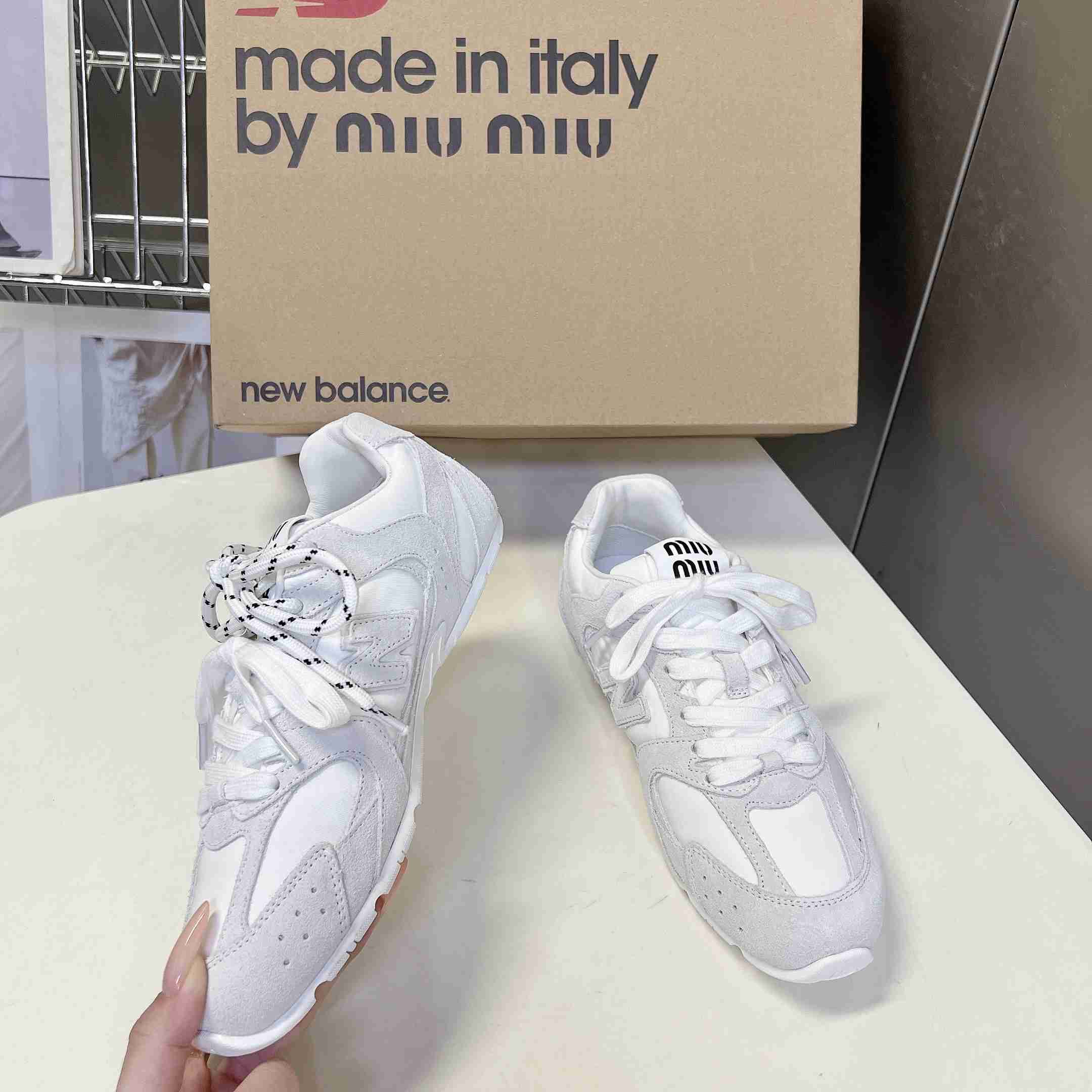 New Balance X Miu Miu 530 SL Technical Fabric And Suede Sneakers - DesignerGu