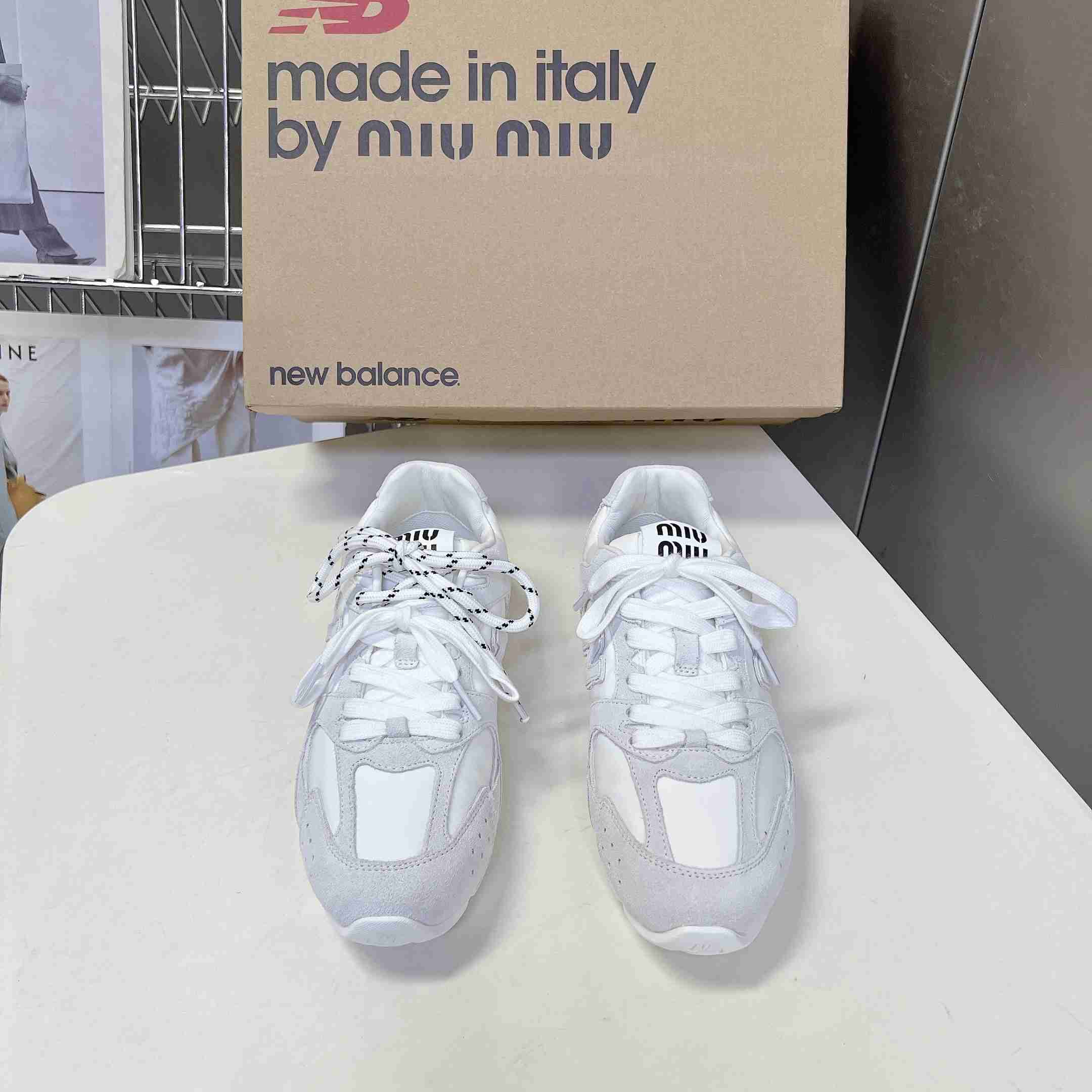 New Balance X Miu Miu 530 SL Technical Fabric And Suede Sneakers - DesignerGu