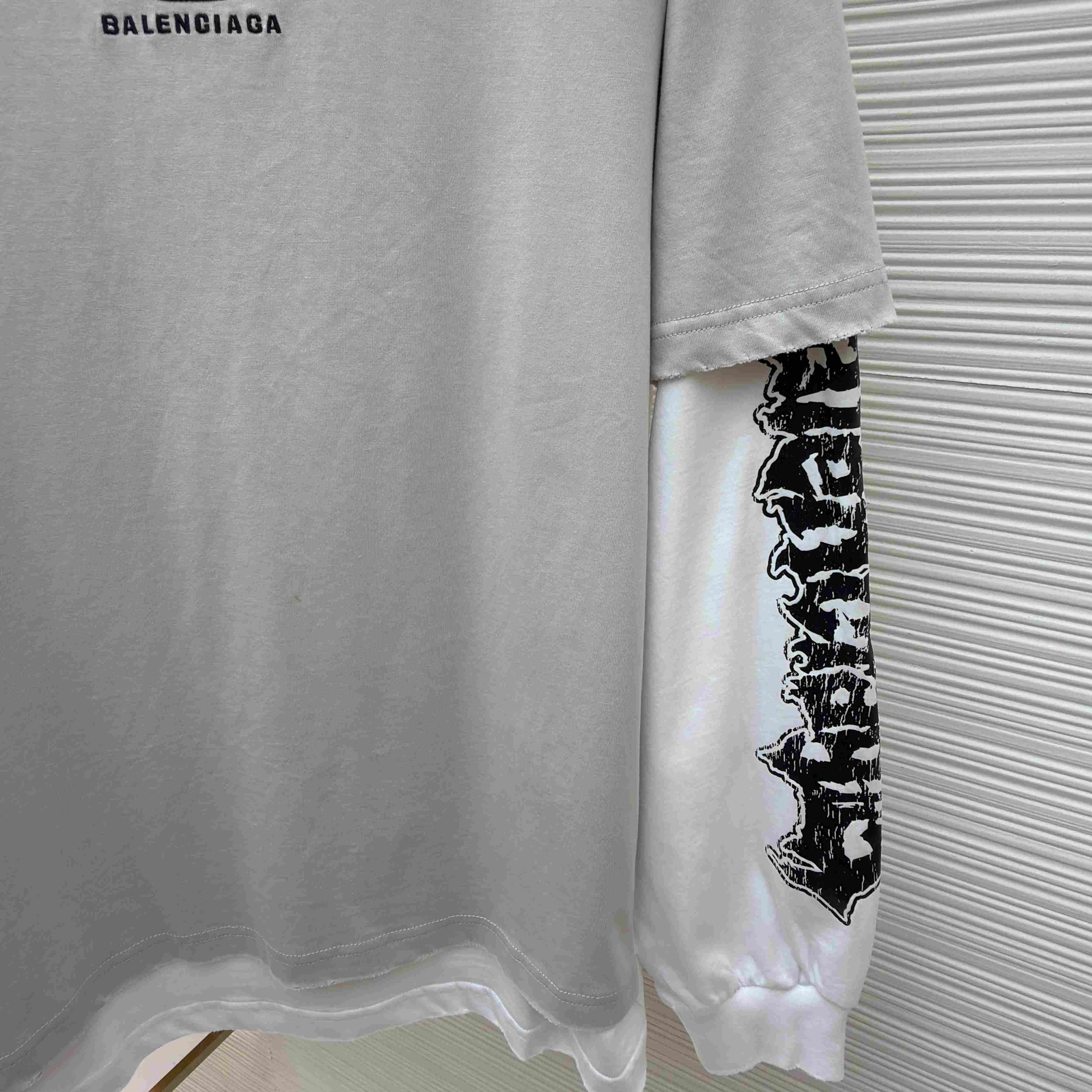 Balenciaga Hybrid Double T-shirt In Light Grey/White - DesignerGu