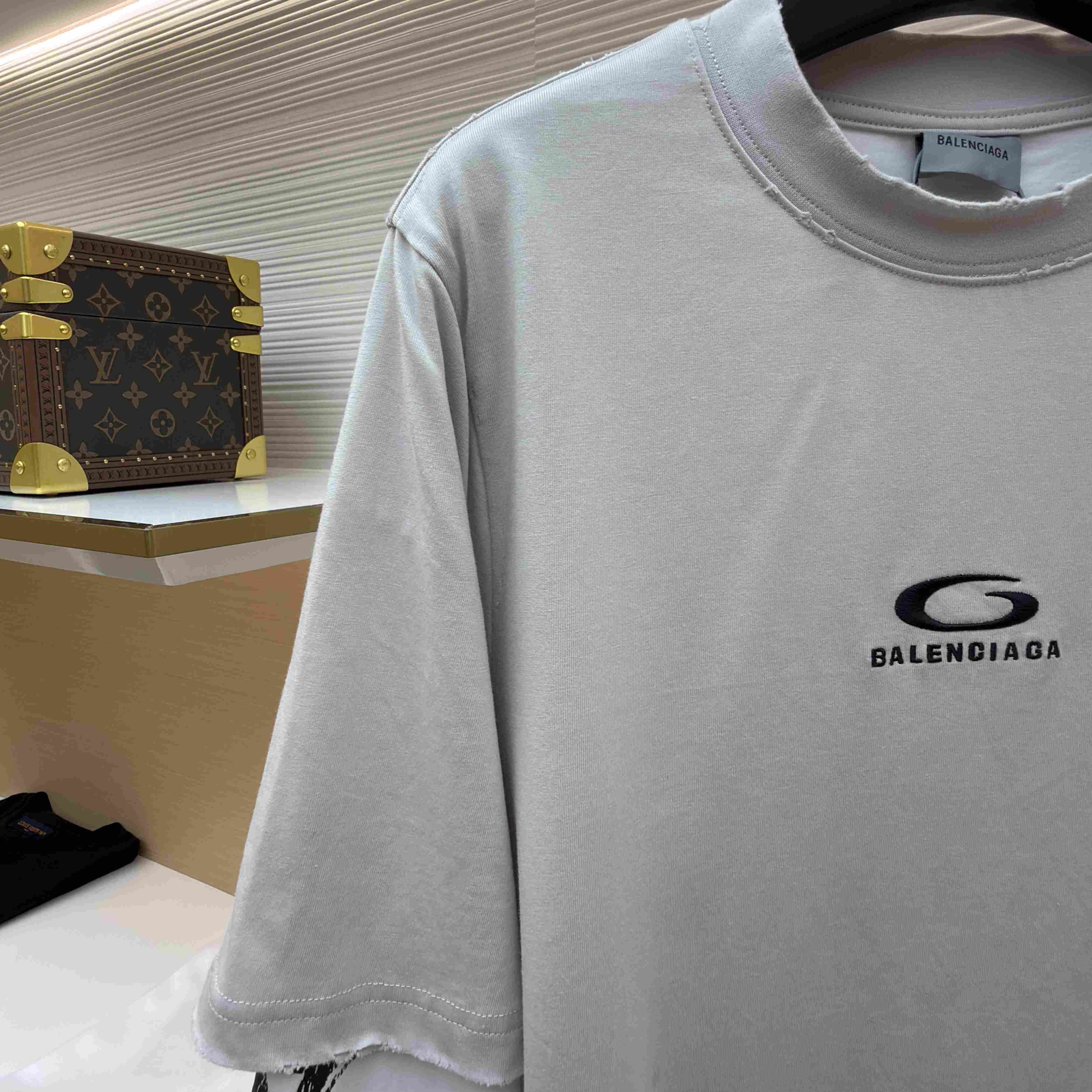 Balenciaga Hybrid Double T-shirt In Light Grey/White - DesignerGu