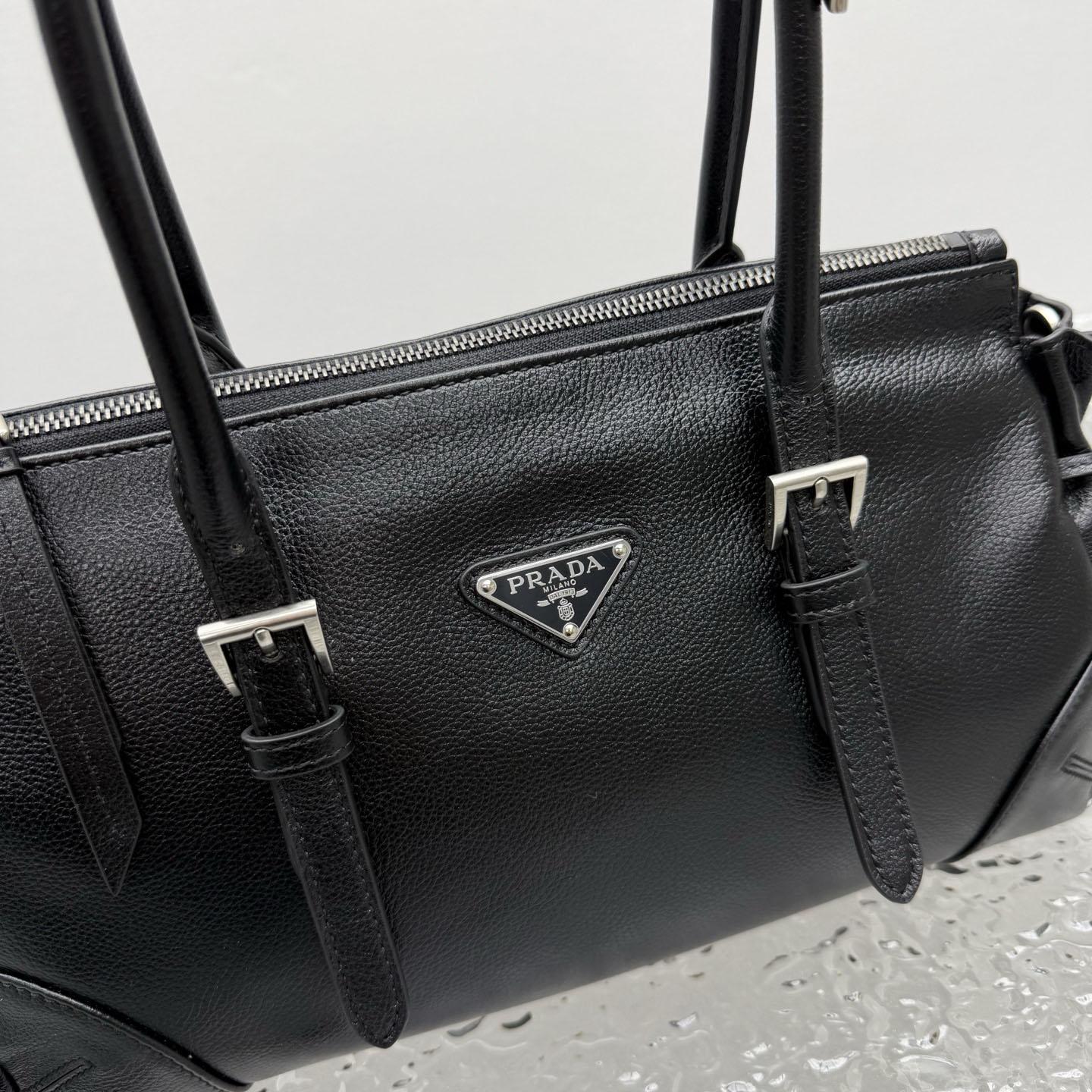 Prada Bonnie Medium Antiqued Leather Tote Bag - DesignerGu