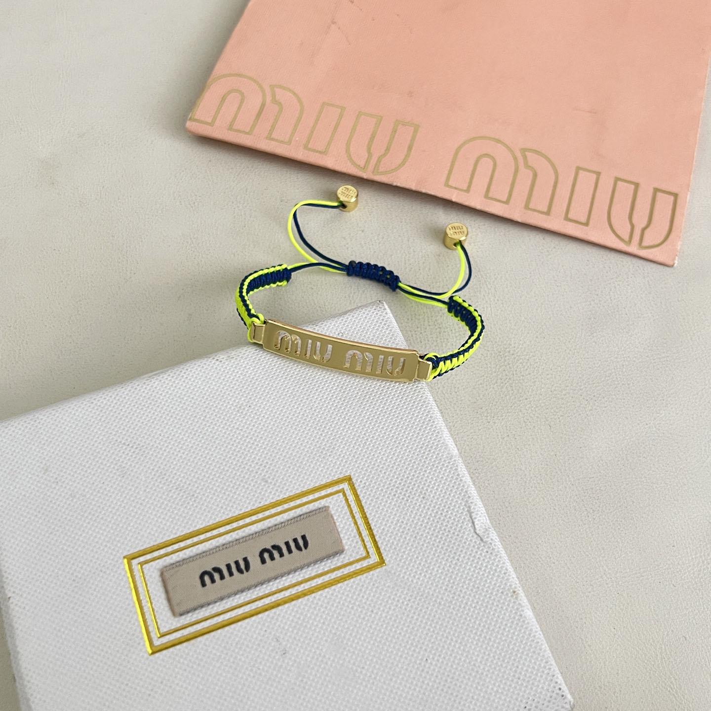 Miu Miu Cotton And Metal Bracelet - DesignerGu