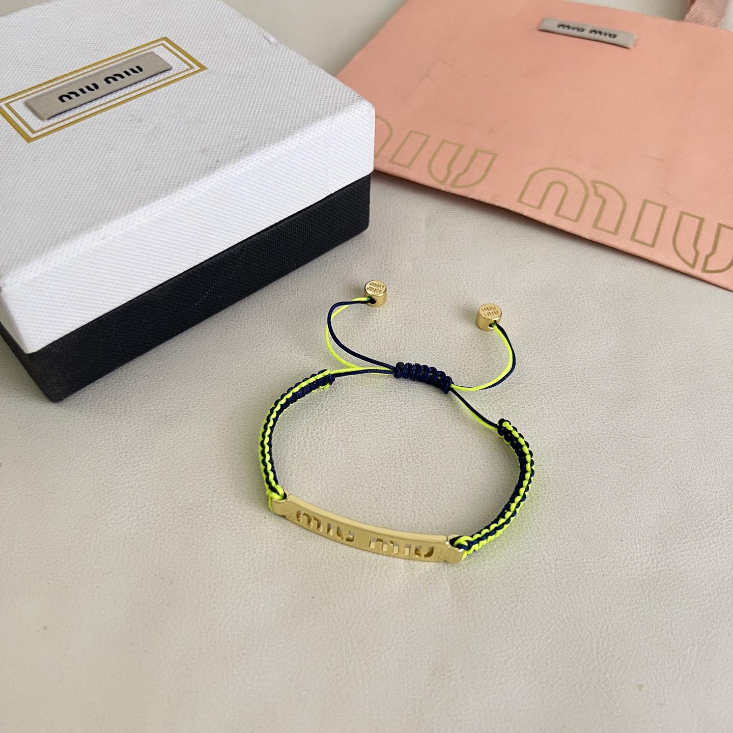 Miu Miu Cotton And Metal Bracelet - DesignerGu