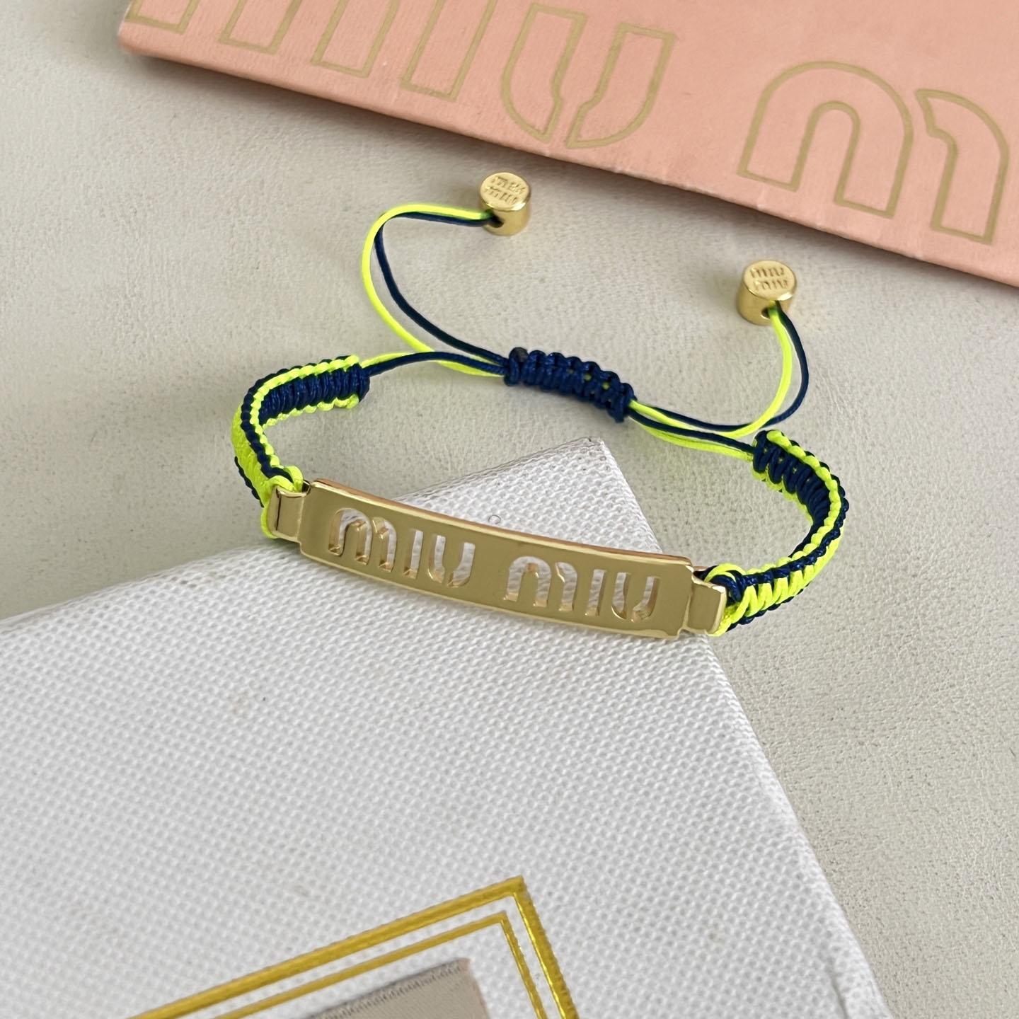 Miu Miu Cotton And Metal Bracelet - DesignerGu