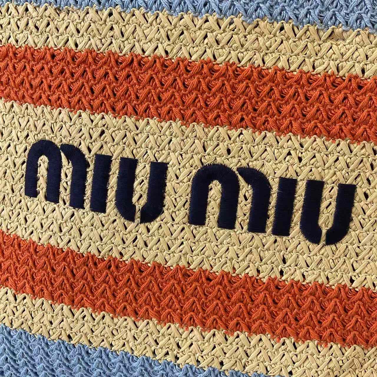 Miu Miu Raffia-Effect Woven ToteBag 5BG228 - DesignerGu