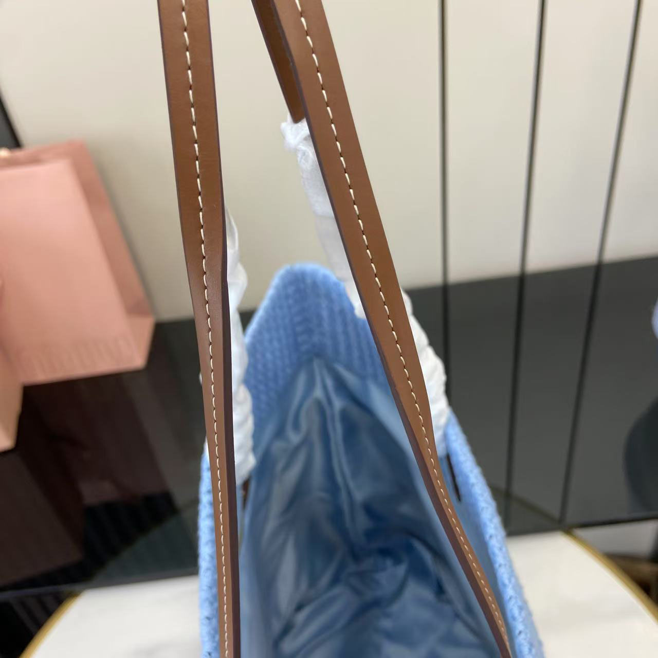 Miu Miu Raffia-Effect Woven ToteBag 5BG228 - DesignerGu