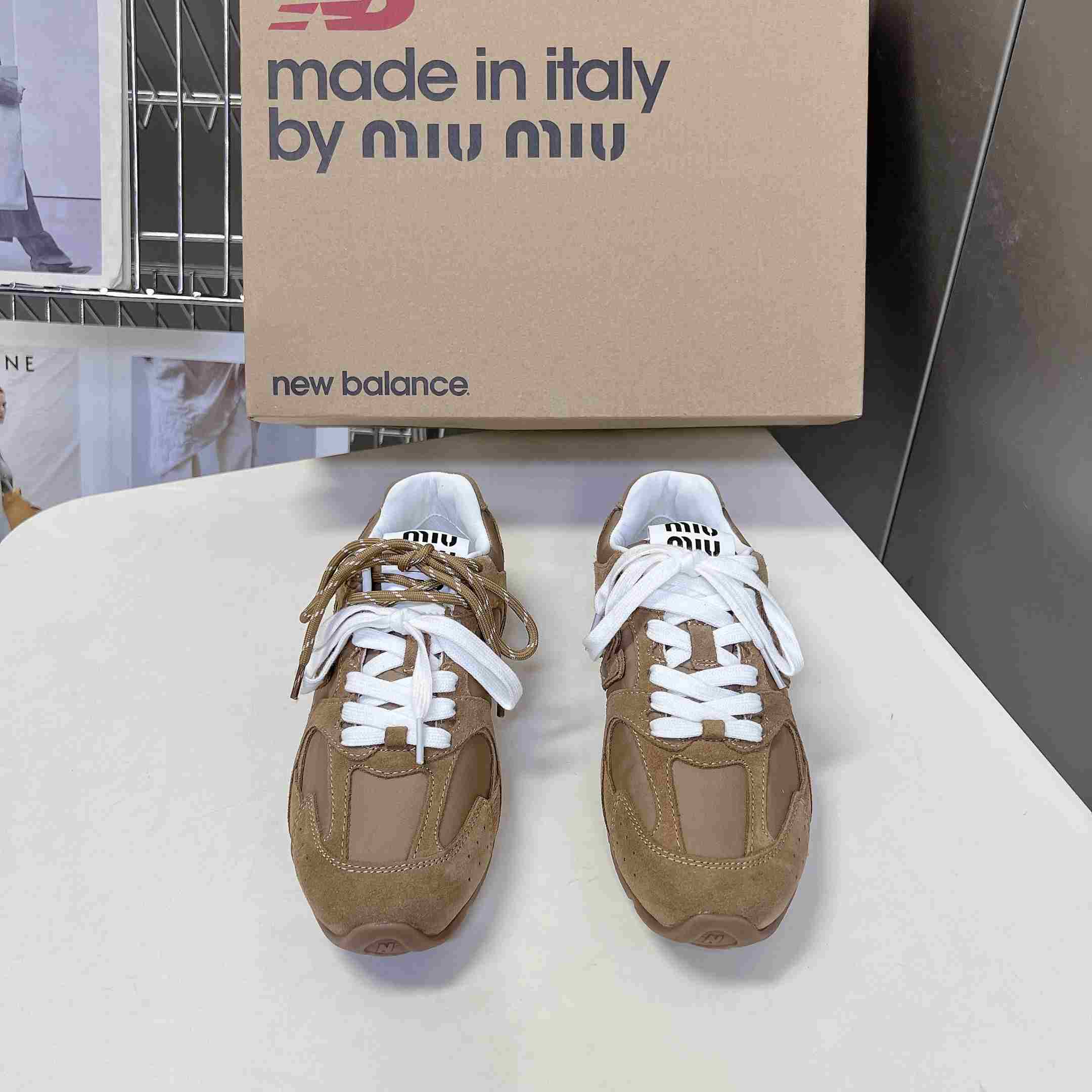 New Balance X Miu Miu 530 SL Technical Fabric And Suede Sneakers - DesignerGu