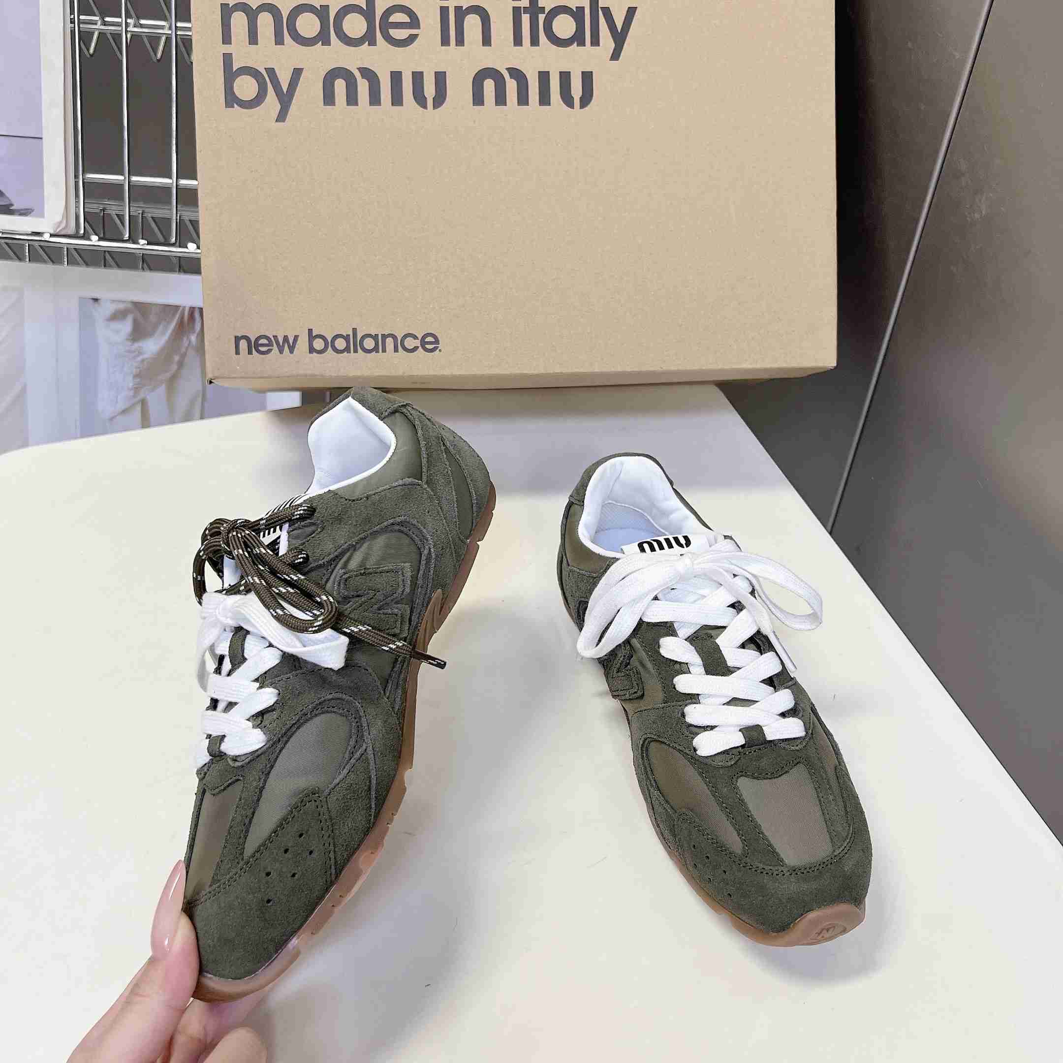 New Balance X Miu Miu 530 SL Technical Fabric And Suede Sneakers - DesignerGu