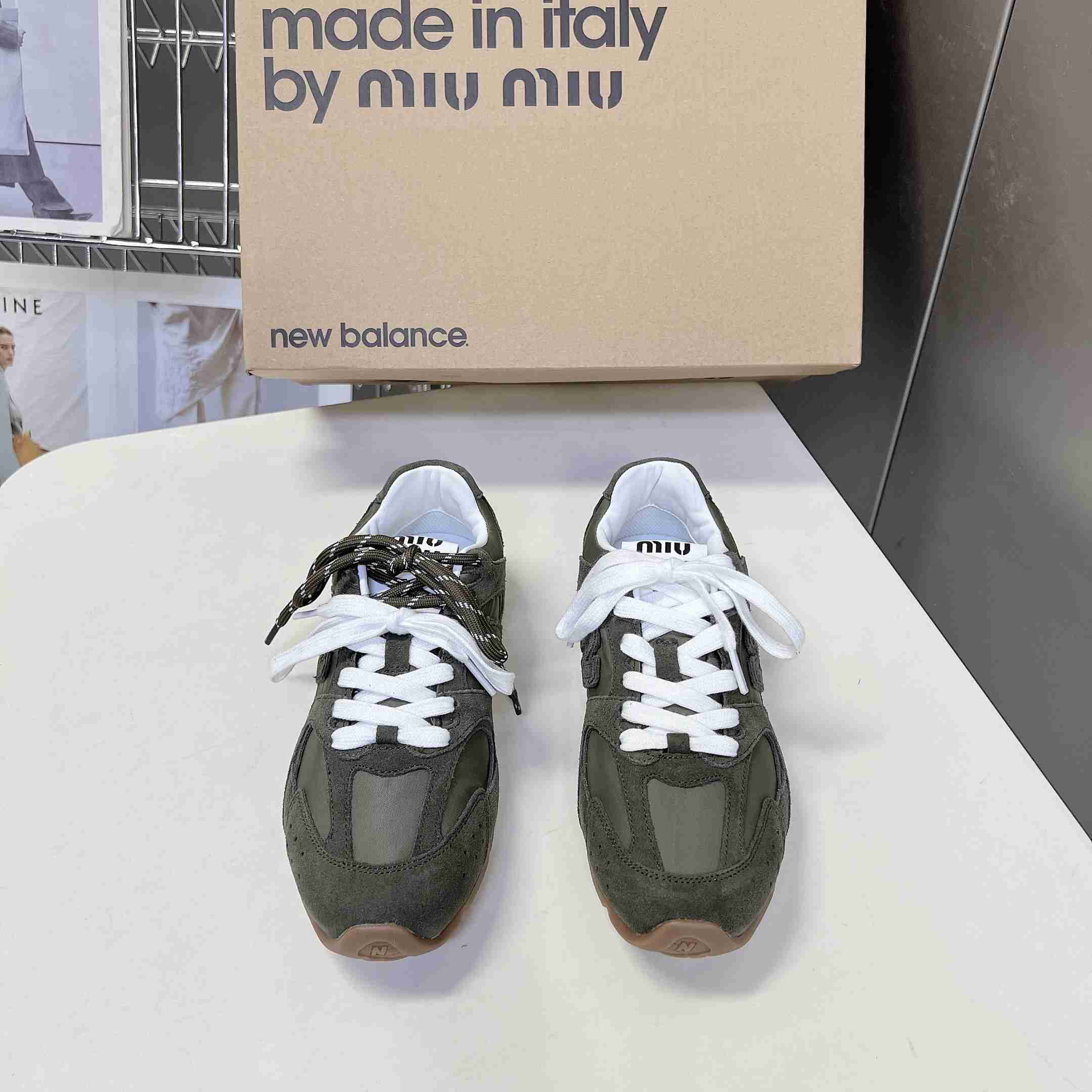 New Balance X Miu Miu 530 SL Technical Fabric And Suede Sneakers - DesignerGu