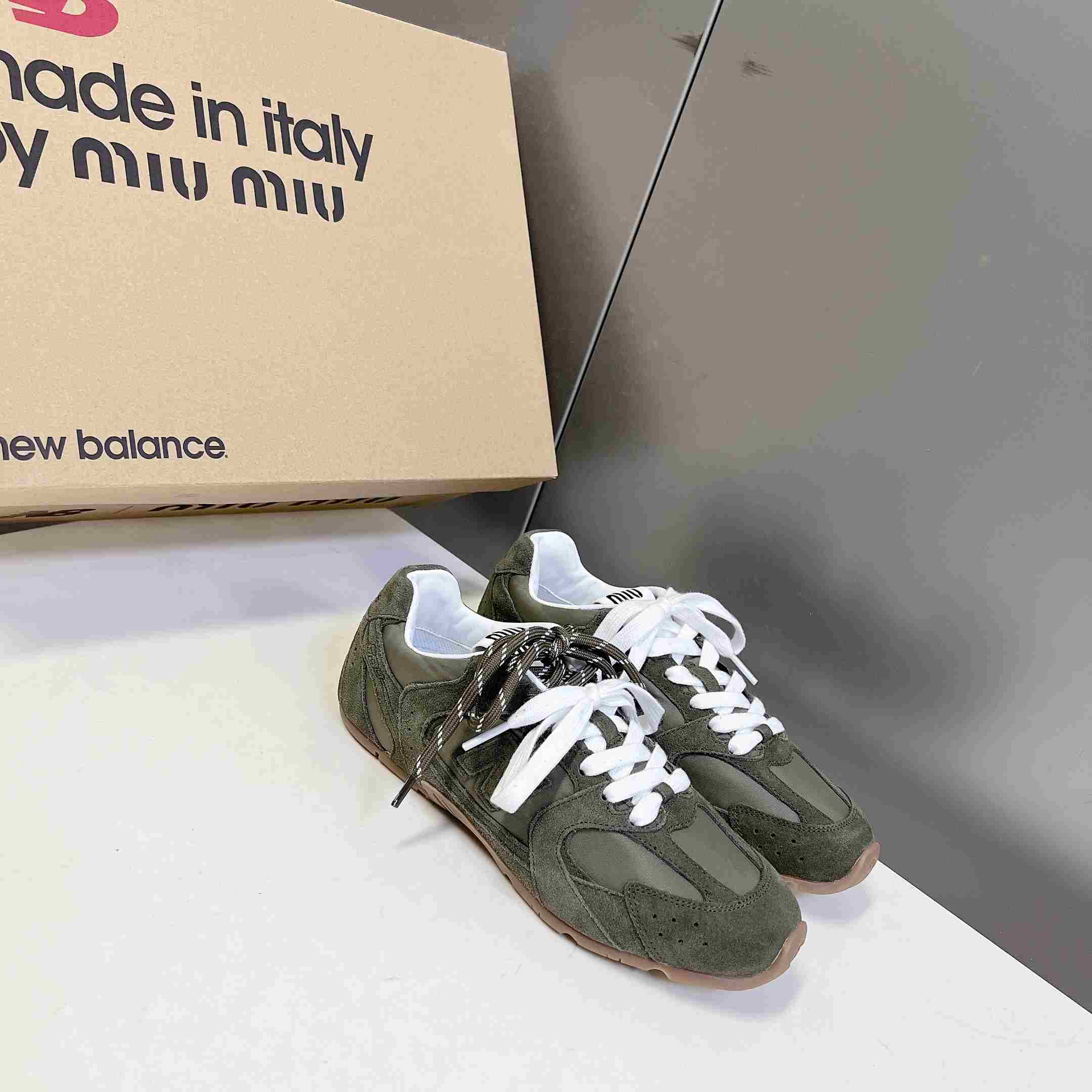 New Balance X Miu Miu 530 SL Technical Fabric And Suede Sneakers - DesignerGu