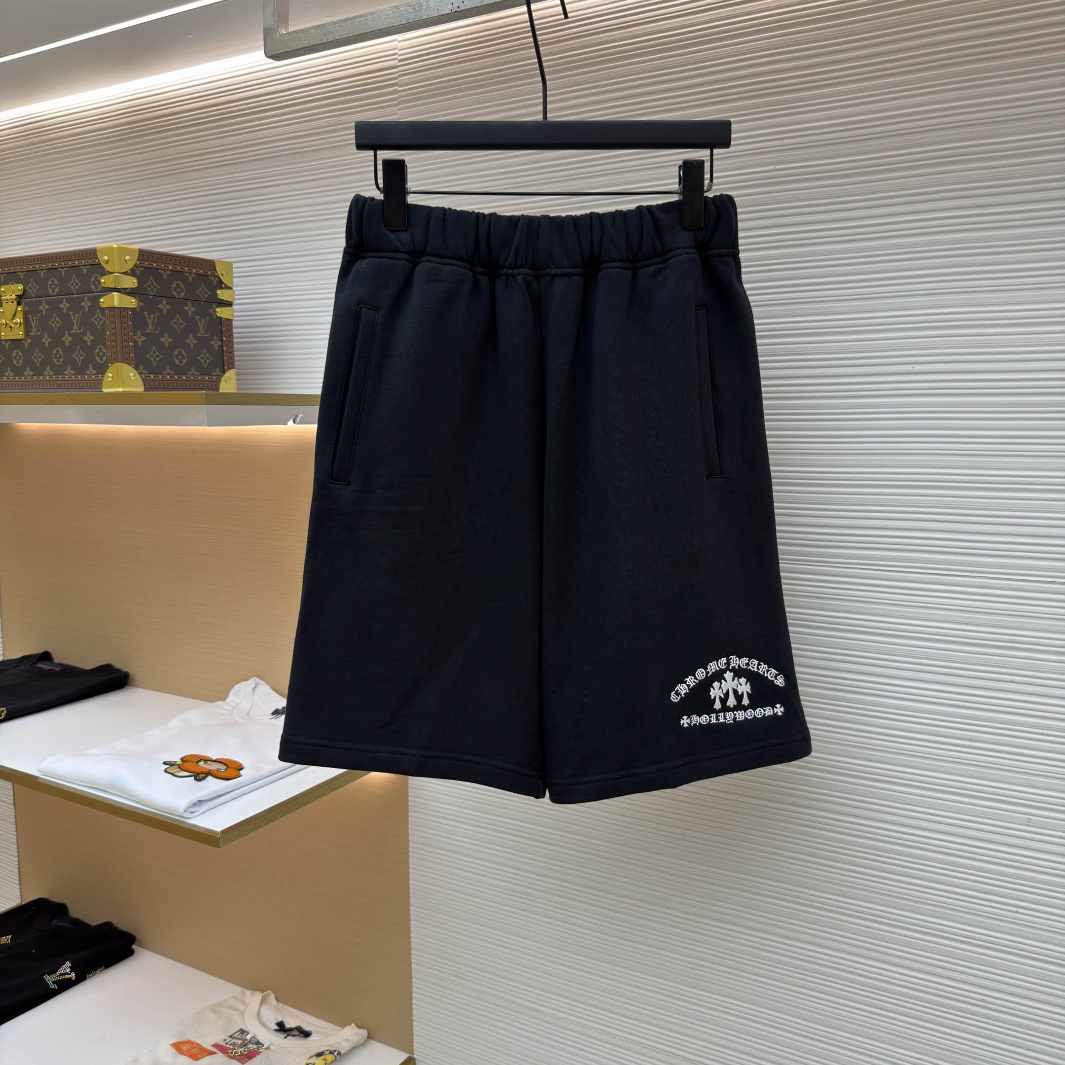 Chrome Hearts Cemetery Cross Embroidered Sweat Shorts - DesignerGu