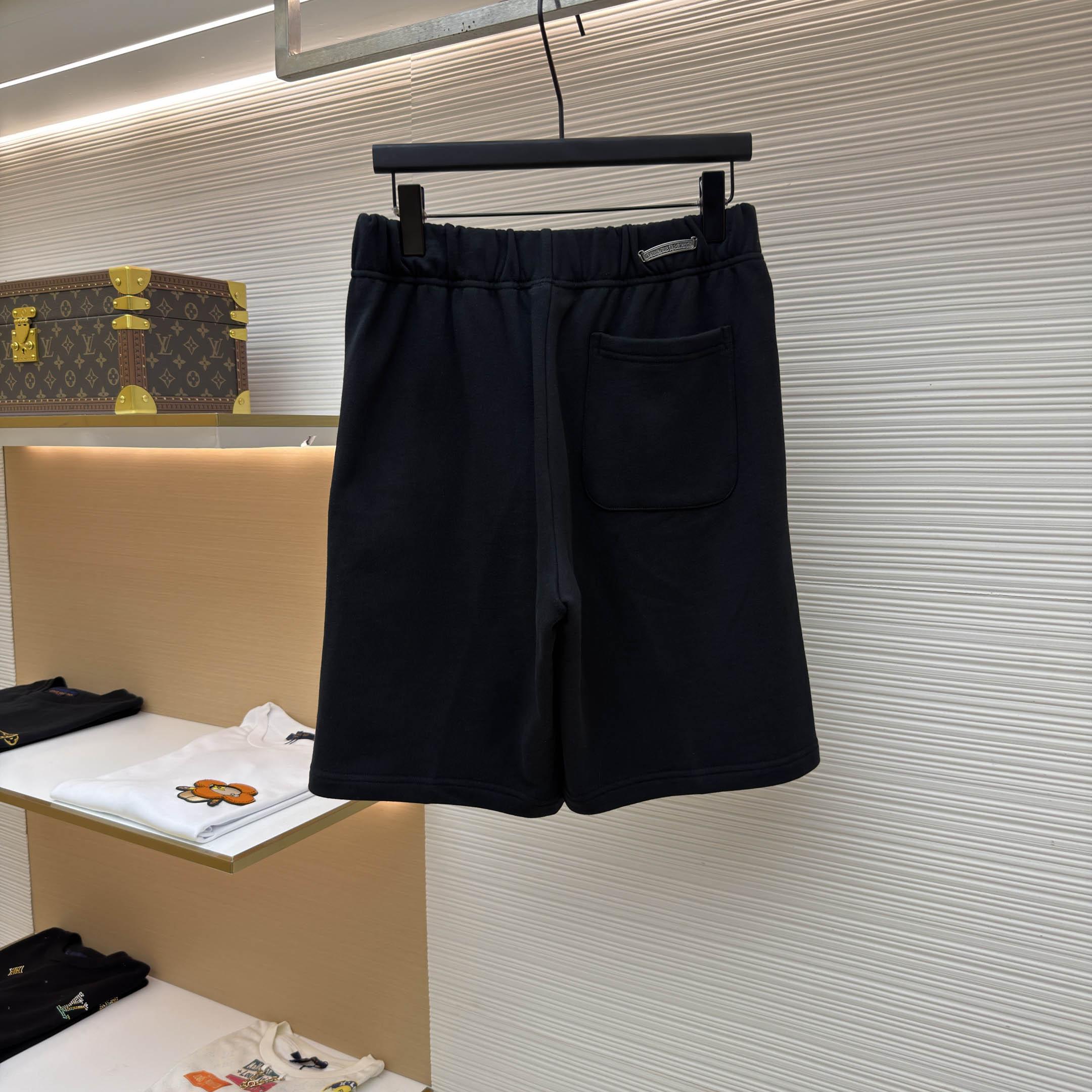Chrome Hearts Cemetery Cross Embroidered Sweat Shorts - DesignerGu