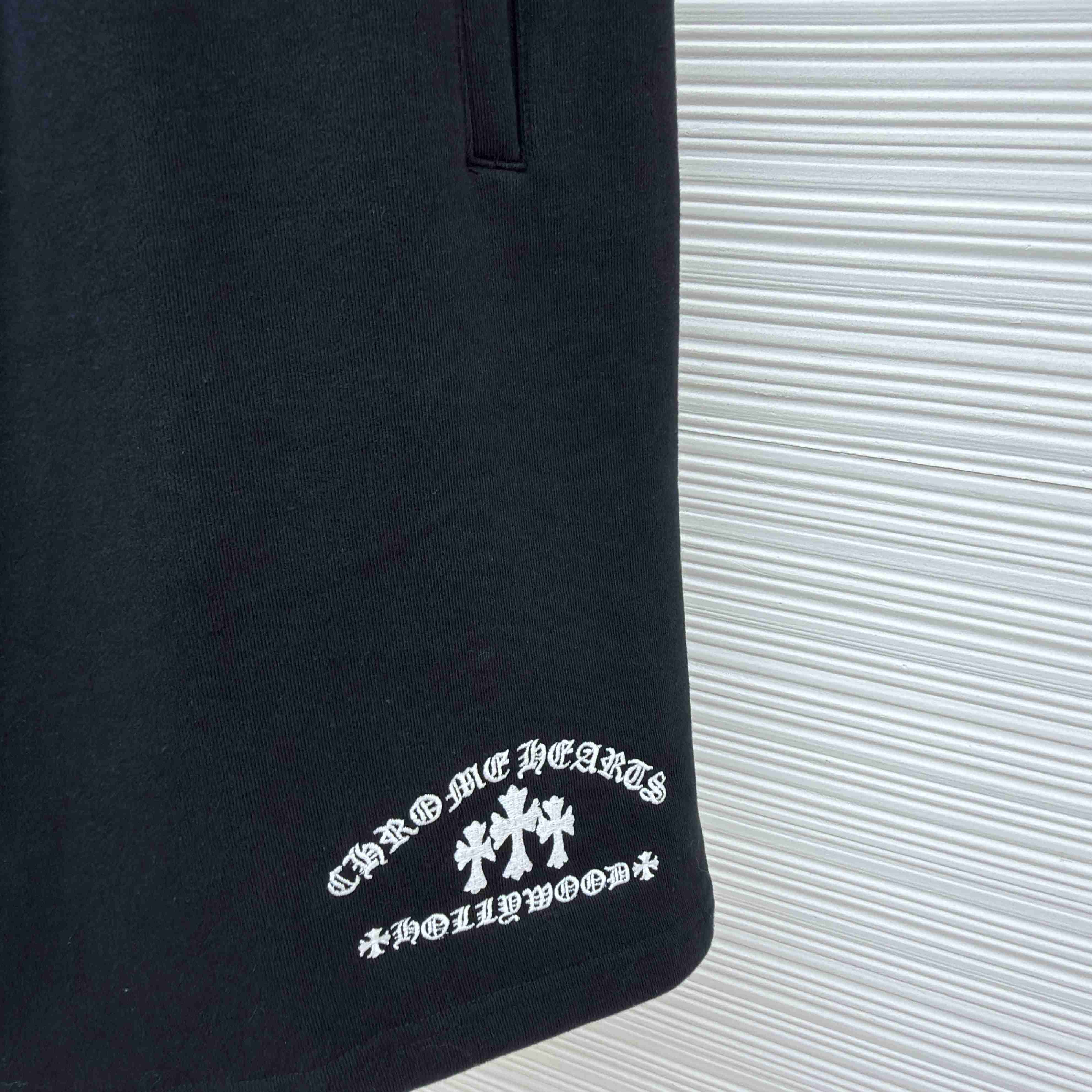 Chrome Hearts Cemetery Cross Embroidered Sweat Shorts - DesignerGu
