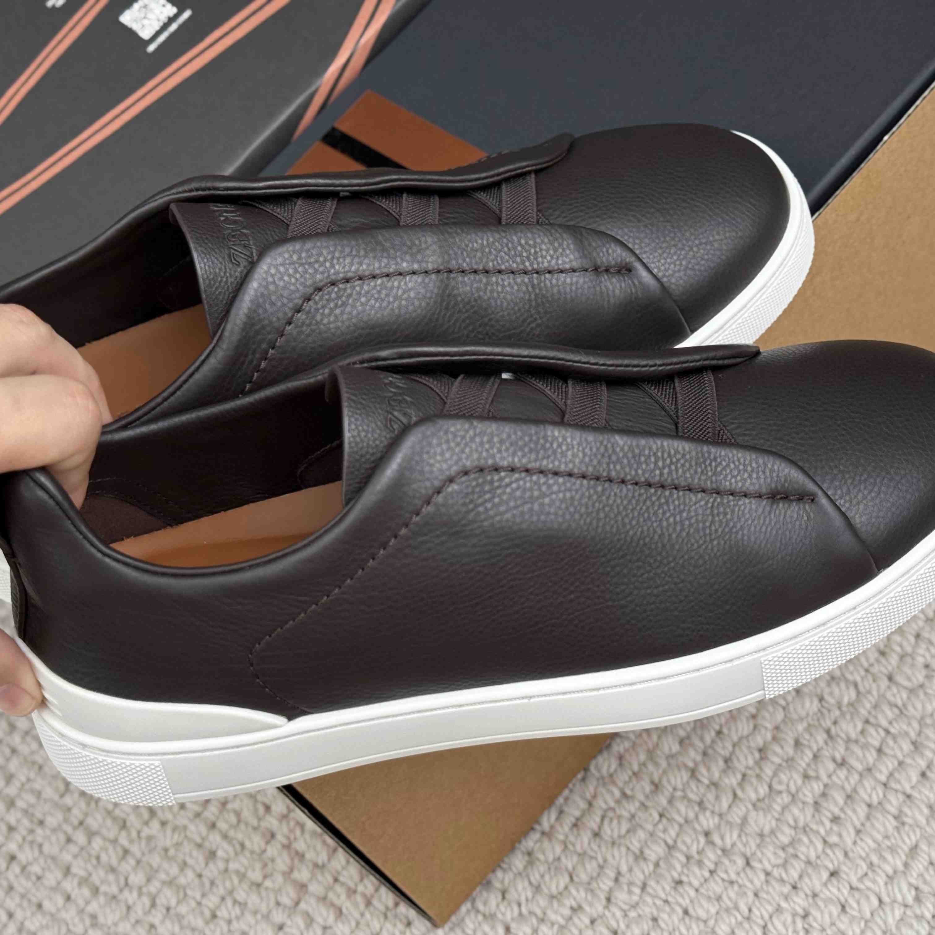 Zegna Triple Stitch Calfskin Sneaker - DesignerGu