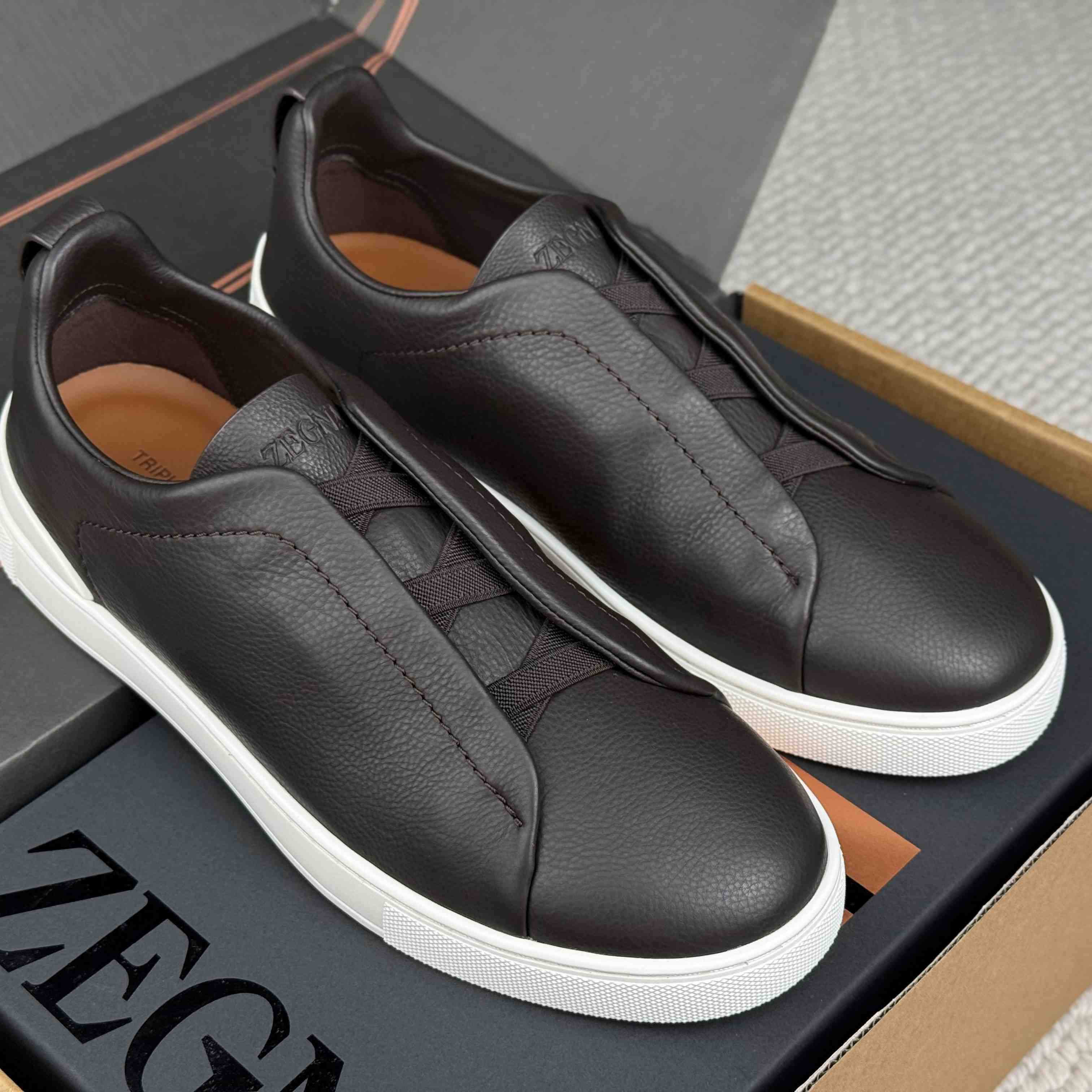 Zegna Triple Stitch Calfskin Sneaker - DesignerGu