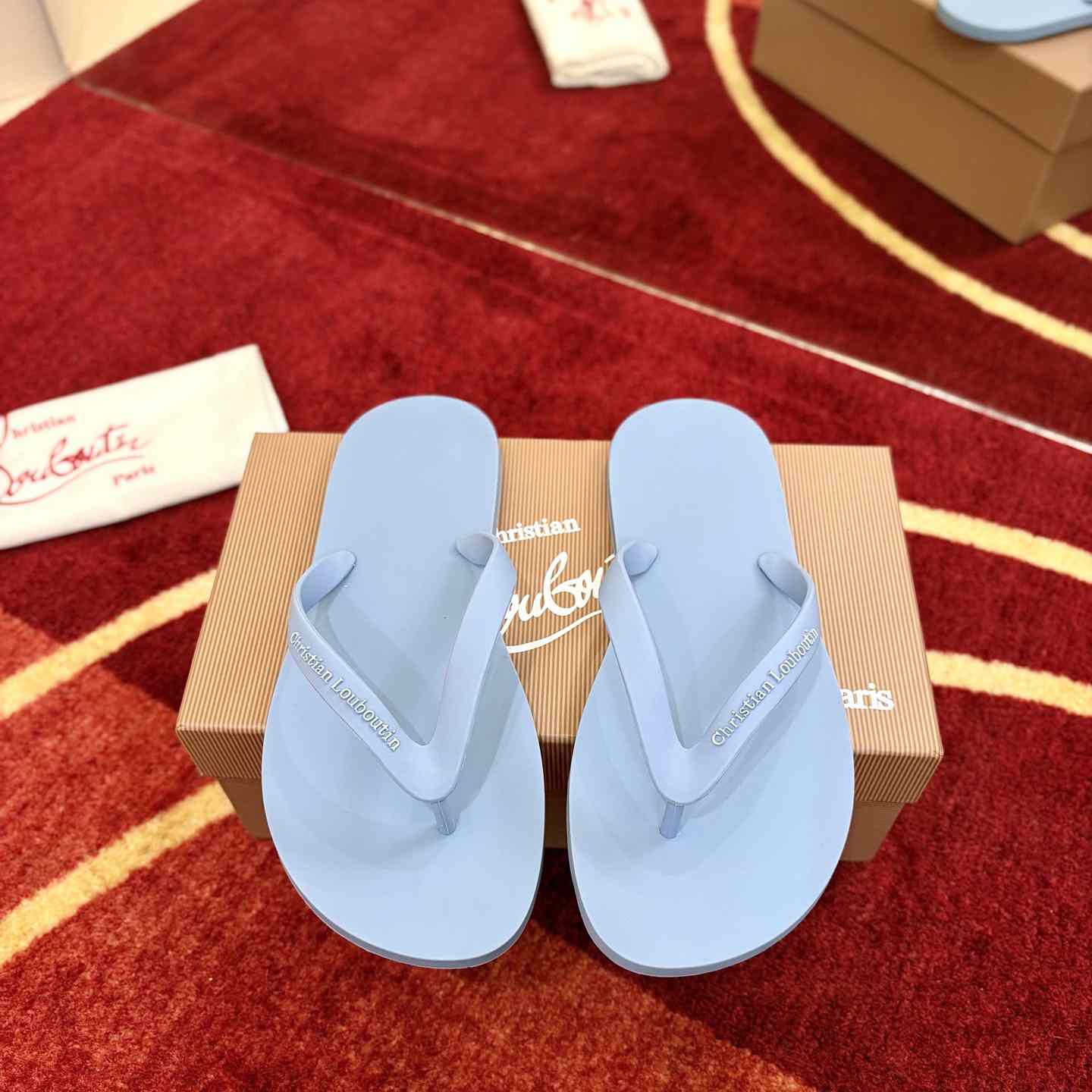 Christian Louboutin Logo Embossed Rubber Flip Flop - DesignerGu