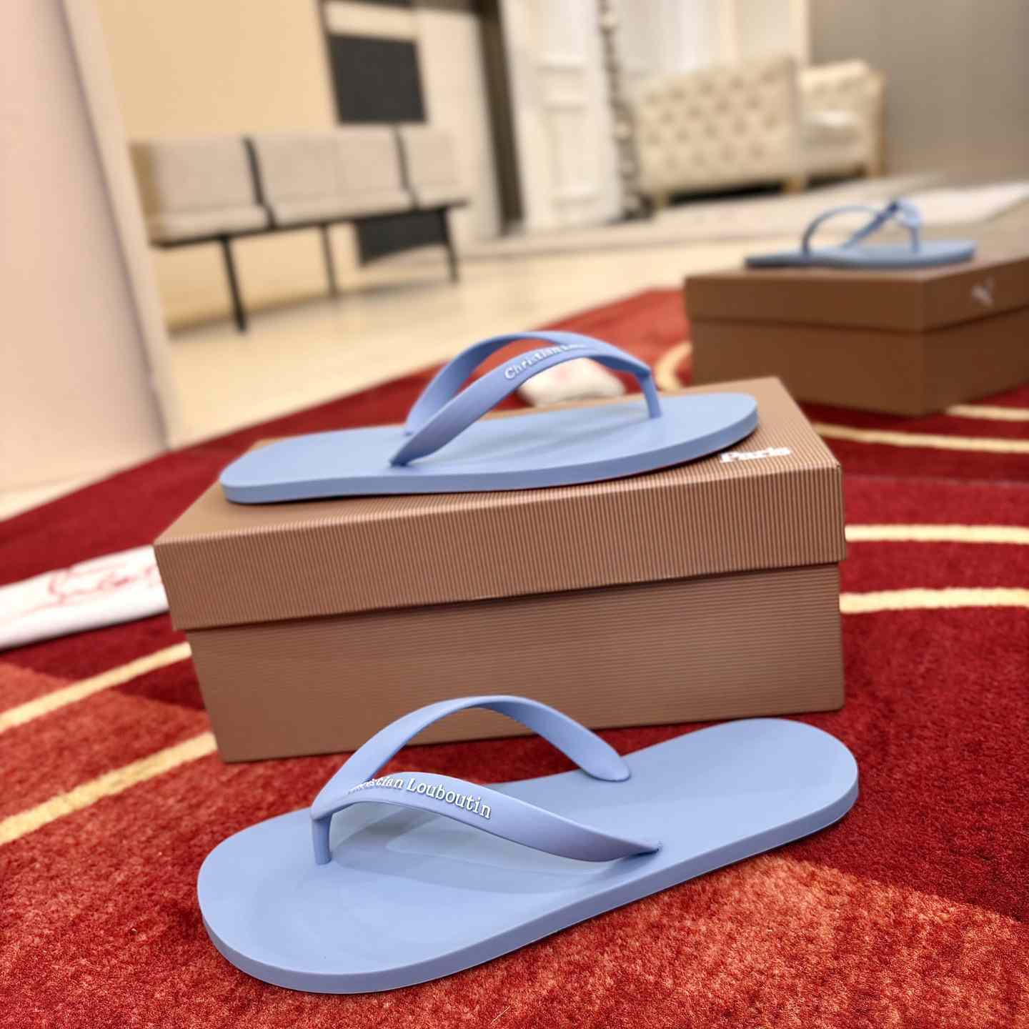 Christian Louboutin Logo Embossed Rubber Flip Flop - DesignerGu