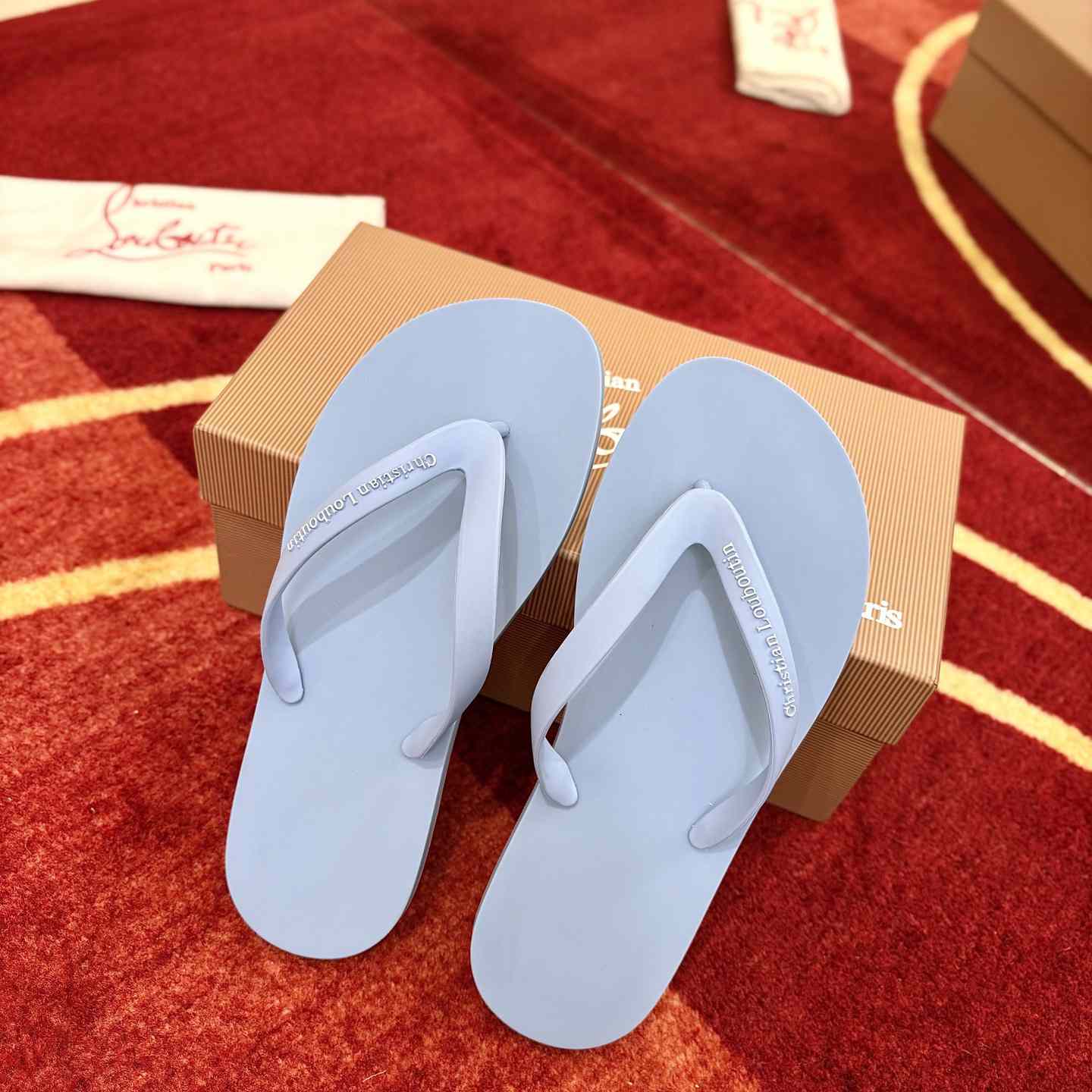Christian Louboutin Logo Embossed Rubber Flip Flop - DesignerGu