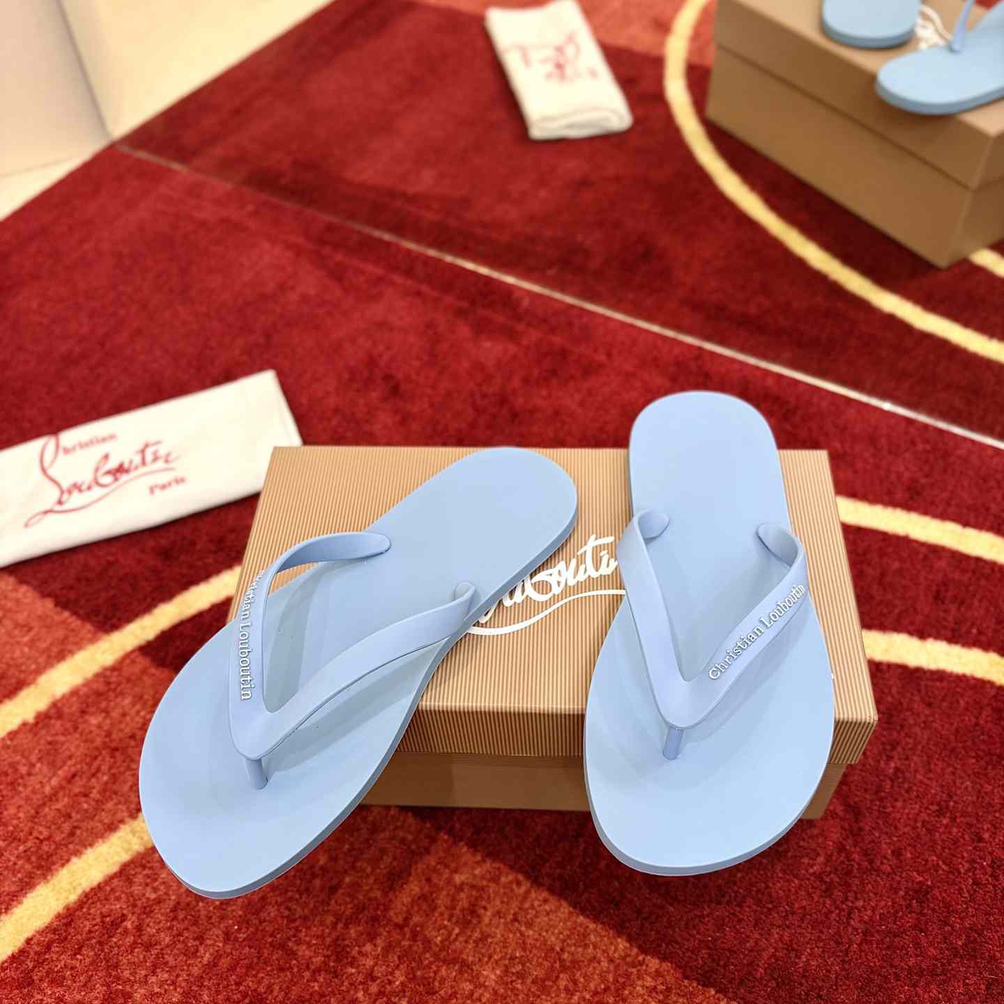 Christian Louboutin Logo Embossed Rubber Flip Flop - DesignerGu