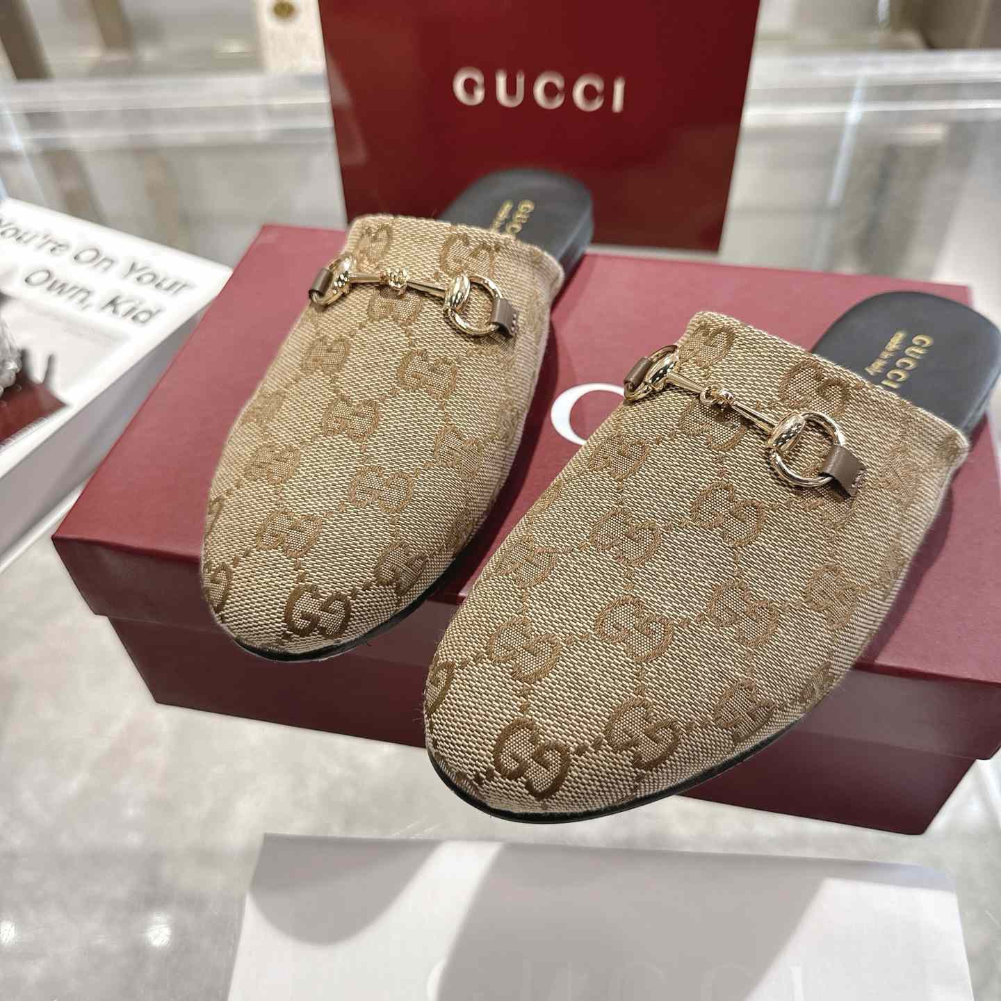 Gucci   Lucy Logo Suede Mule Loafers - DesignerGu