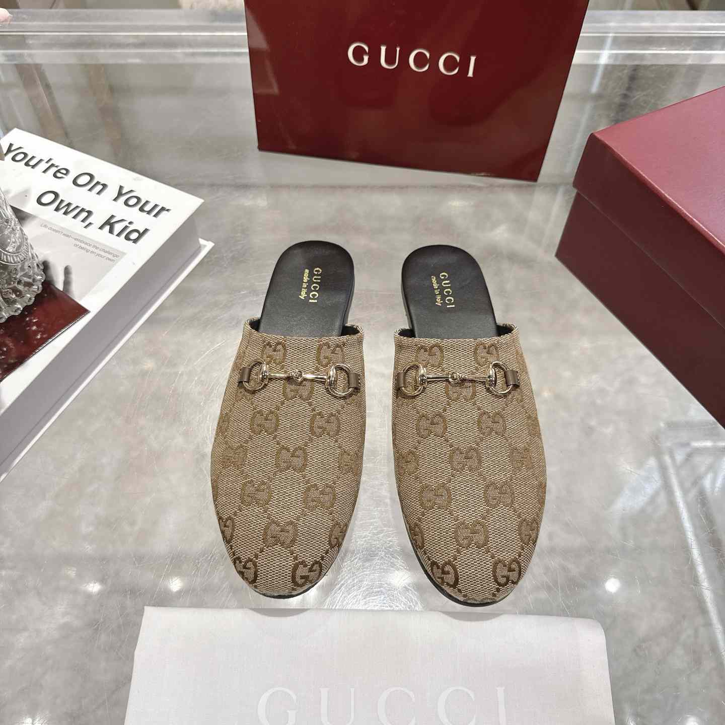 Gucci   Lucy Logo Suede Mule Loafers - DesignerGu
