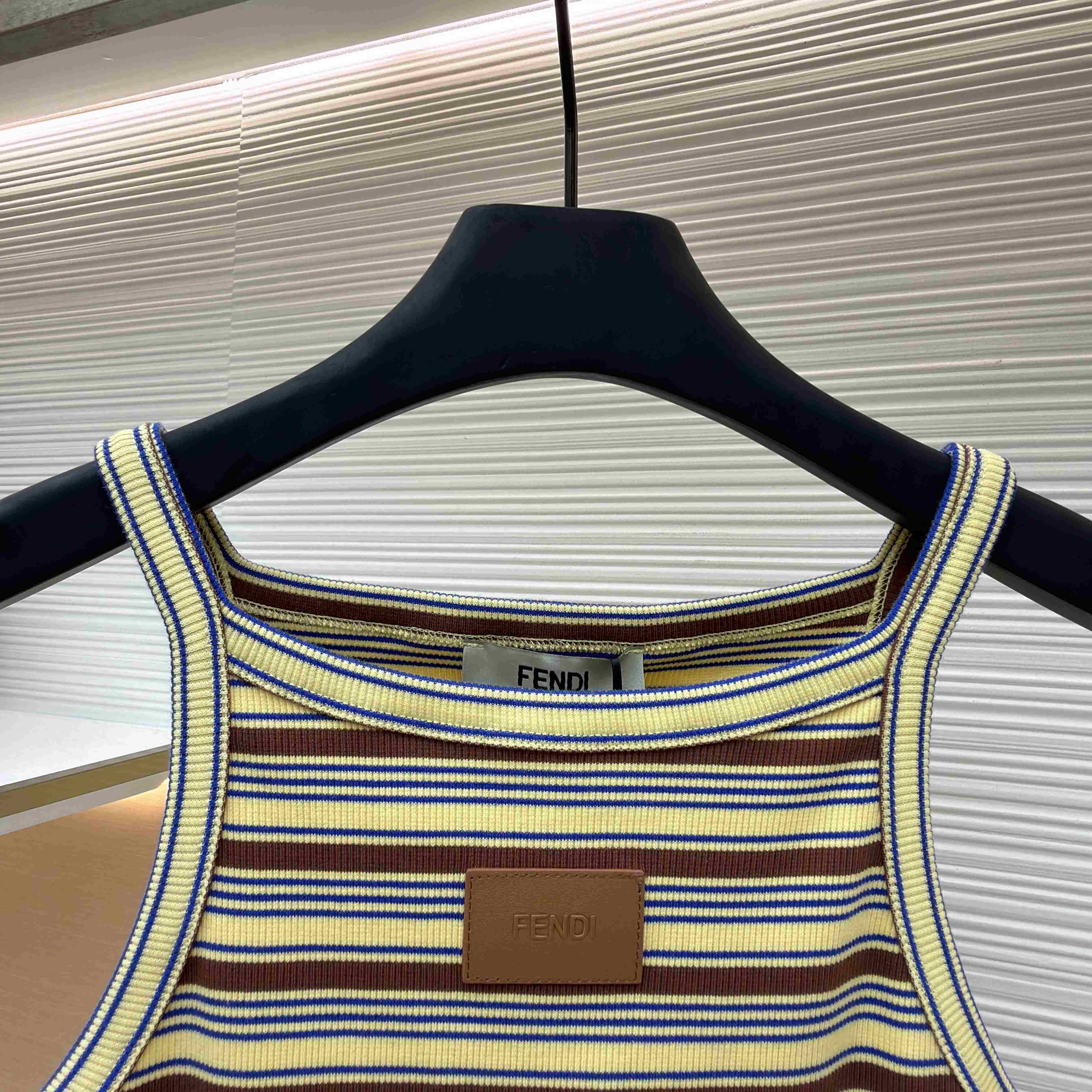 Fendi Multicolour Cotton Striped Knit Top - DesignerGu