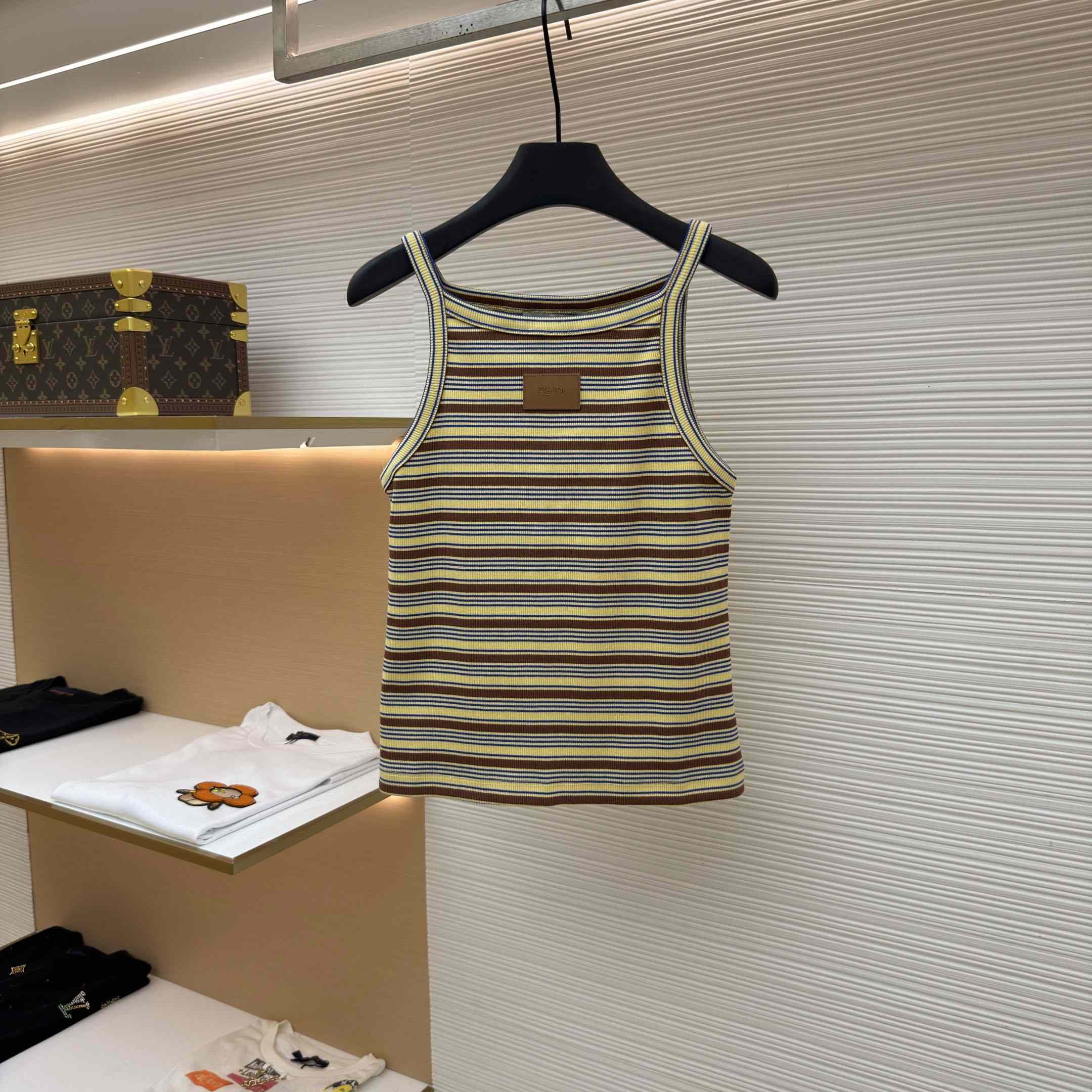 Fendi Multicolour Cotton Striped Knit Top - DesignerGu