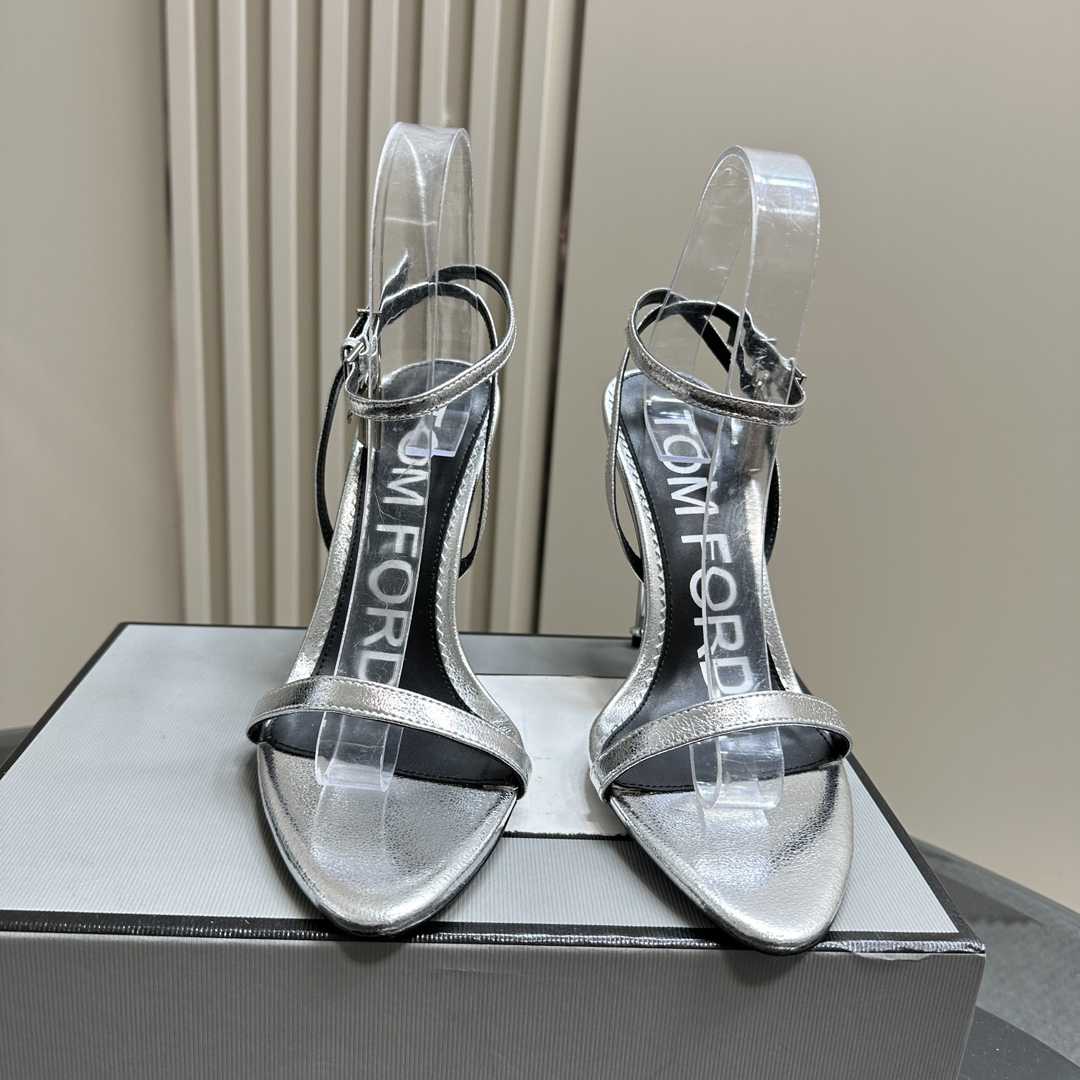 Tom Ford Padlock Metallic Stiletto Sandals - DesignerGu