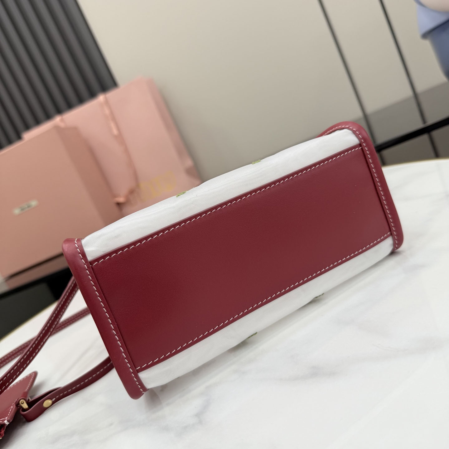 Miu Miu Embroidered Mesh Top-Handle Bag - DesignerGu