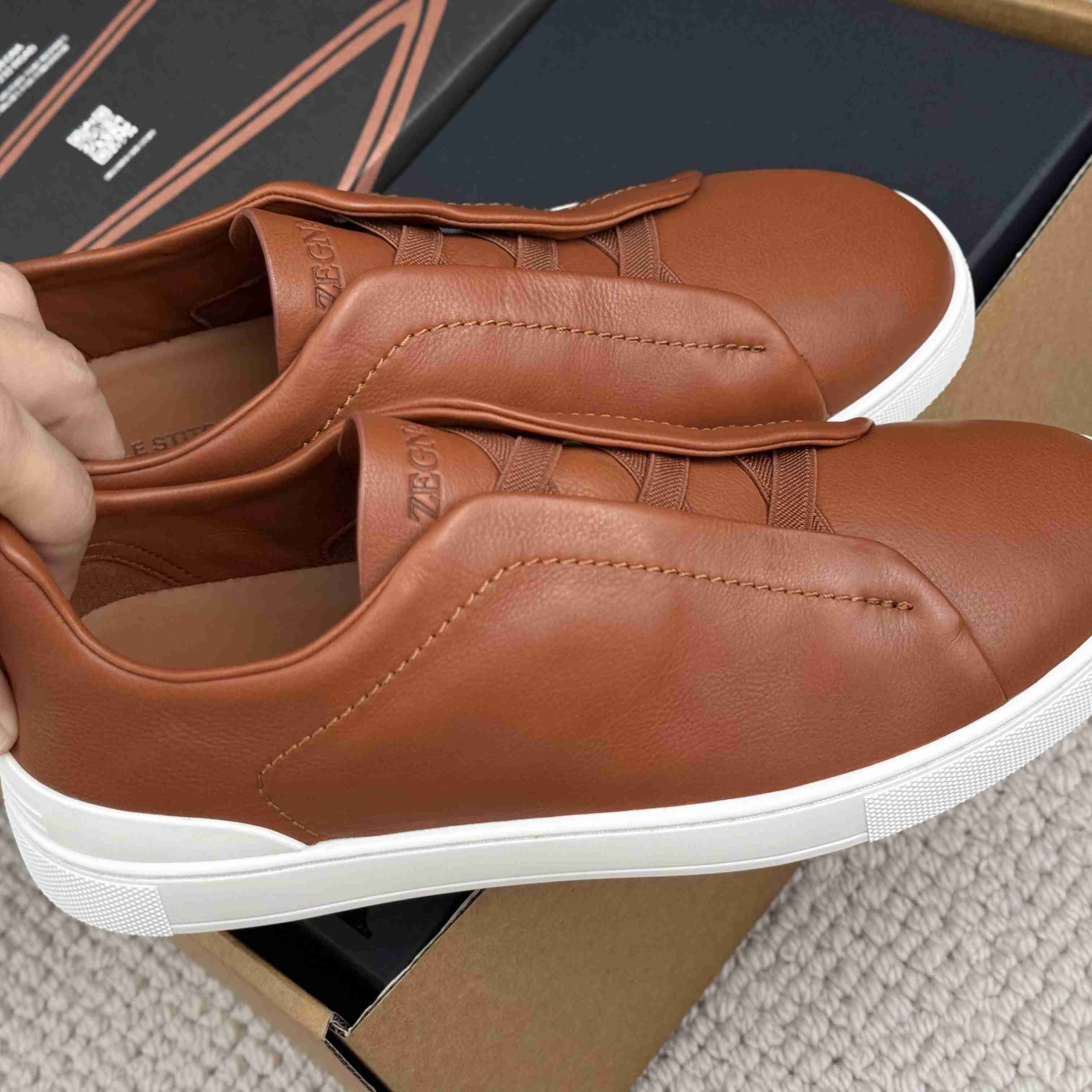 Zegna Triple Stitch Calfskin Sneaker - DesignerGu