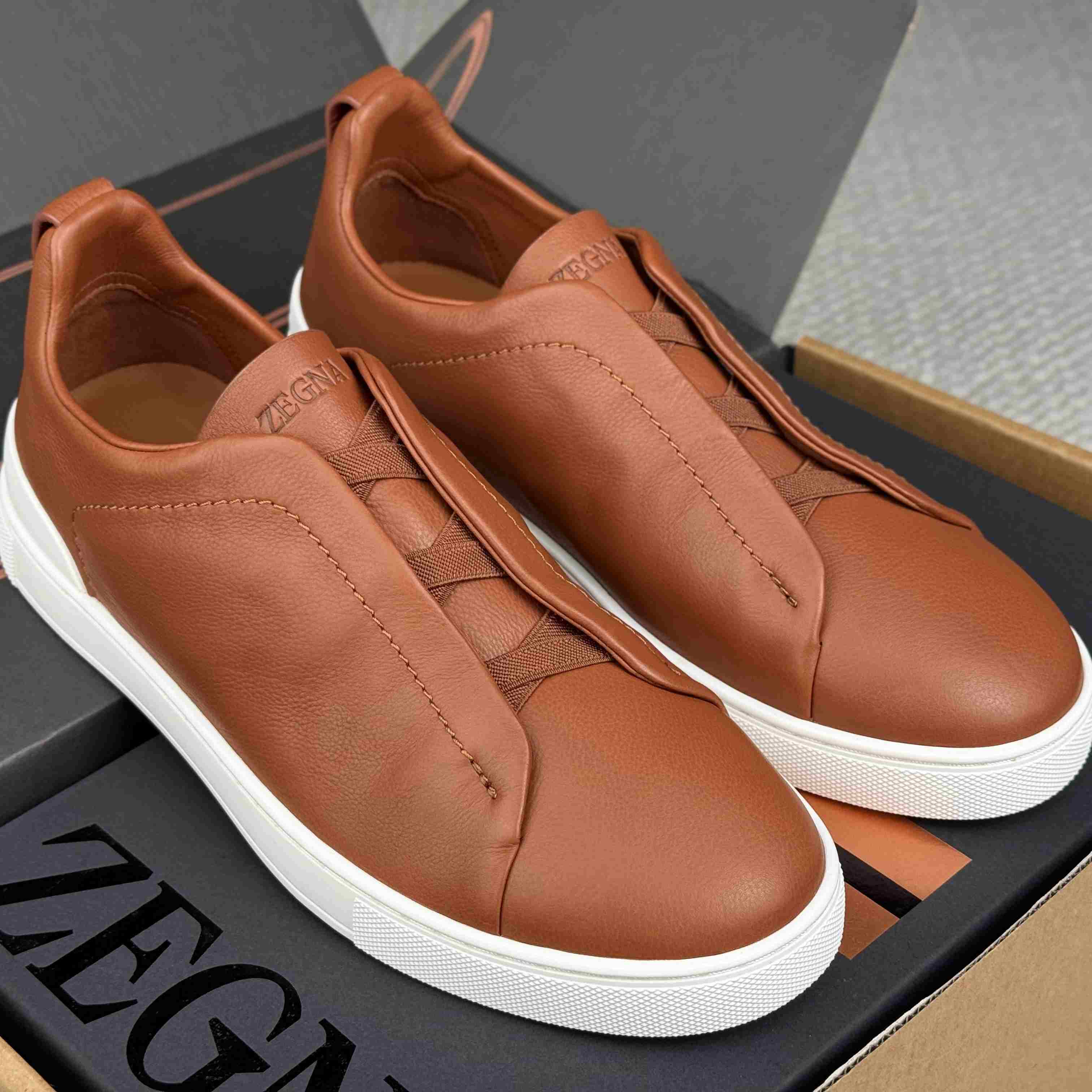 Zegna Triple Stitch Calfskin Sneaker - DesignerGu