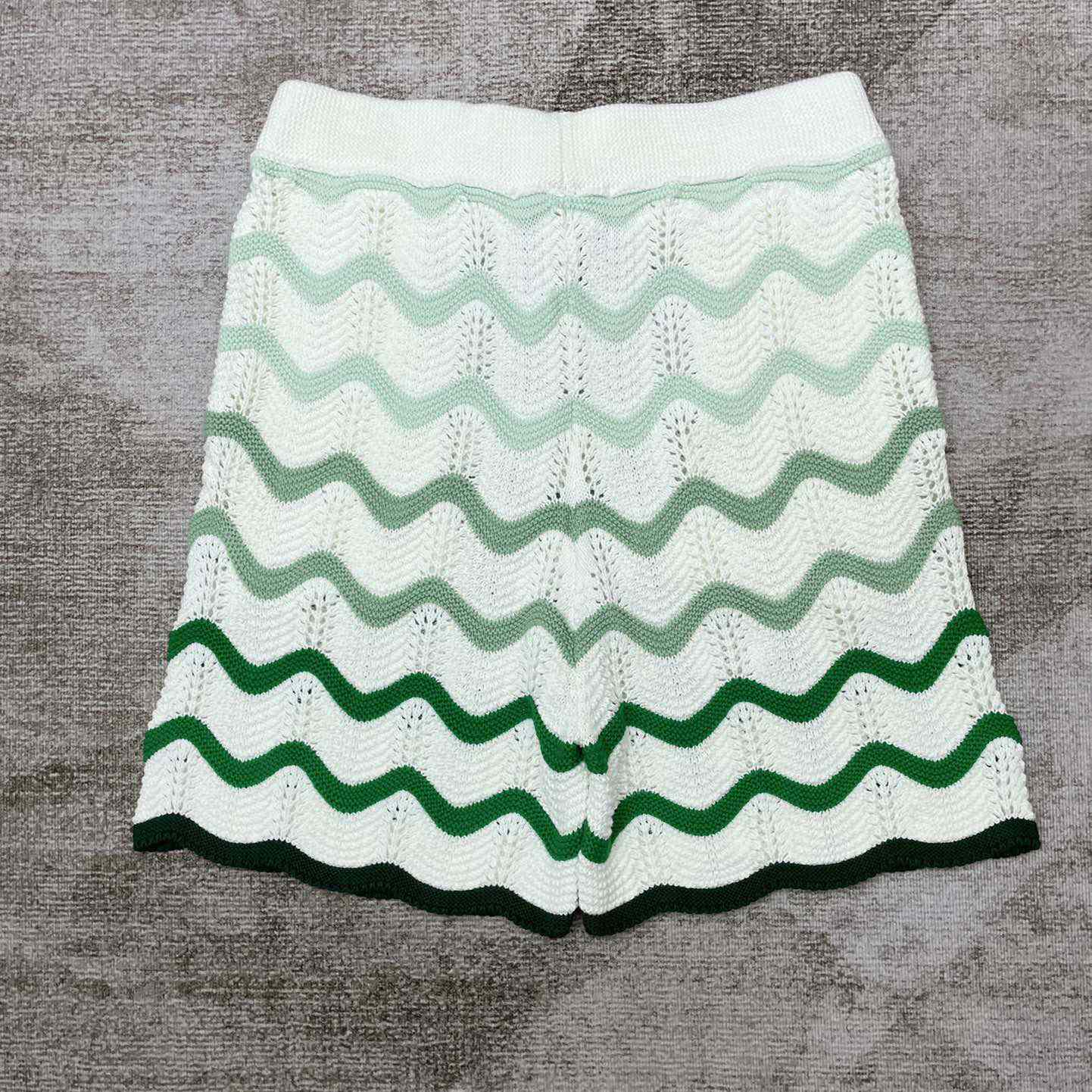 Casablanca Gradient Wave Texture Shorts 'Green/White' D0038 - DesignerGu