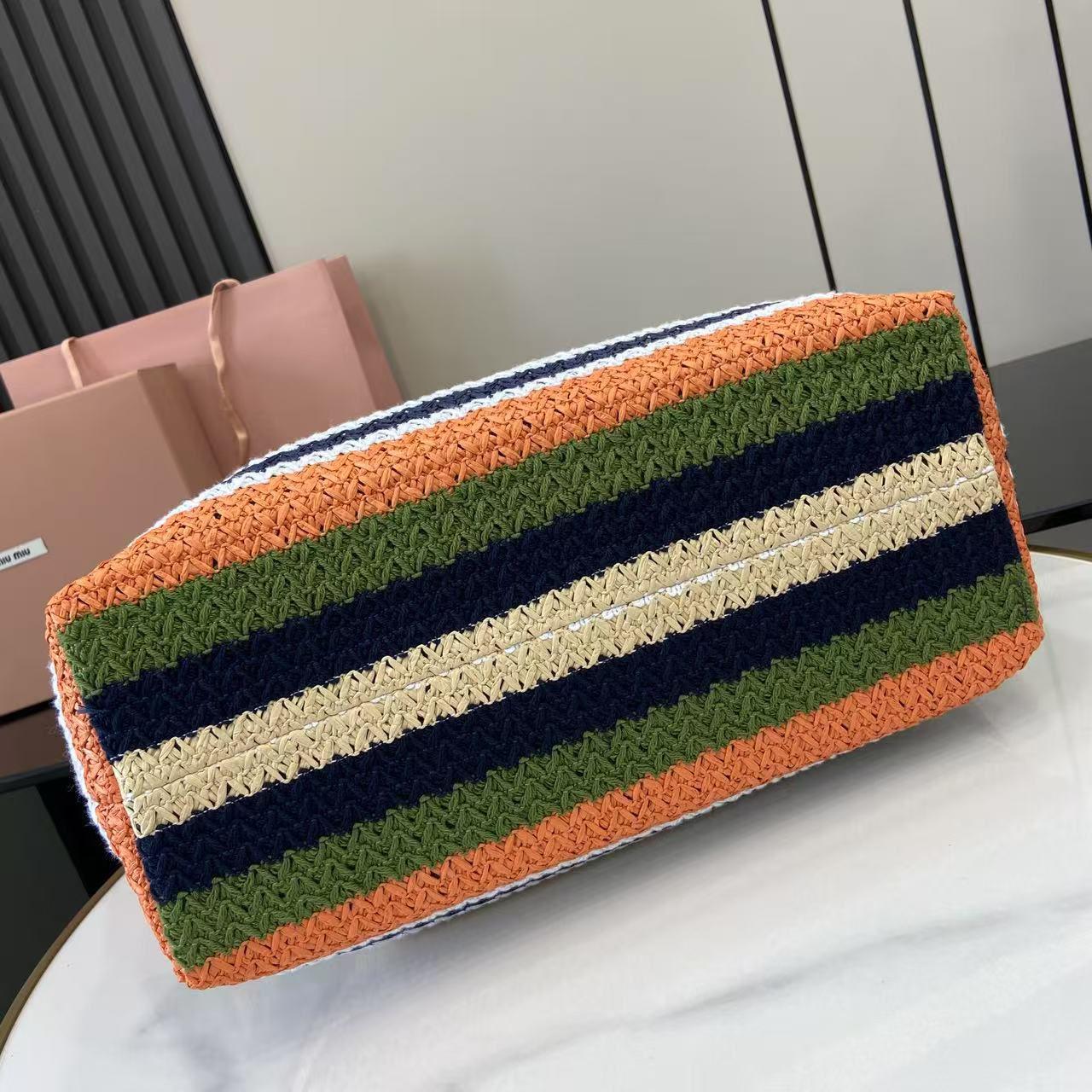 Miu Miu Raffia-Effect Woven ToteBag 5BG228 - DesignerGu