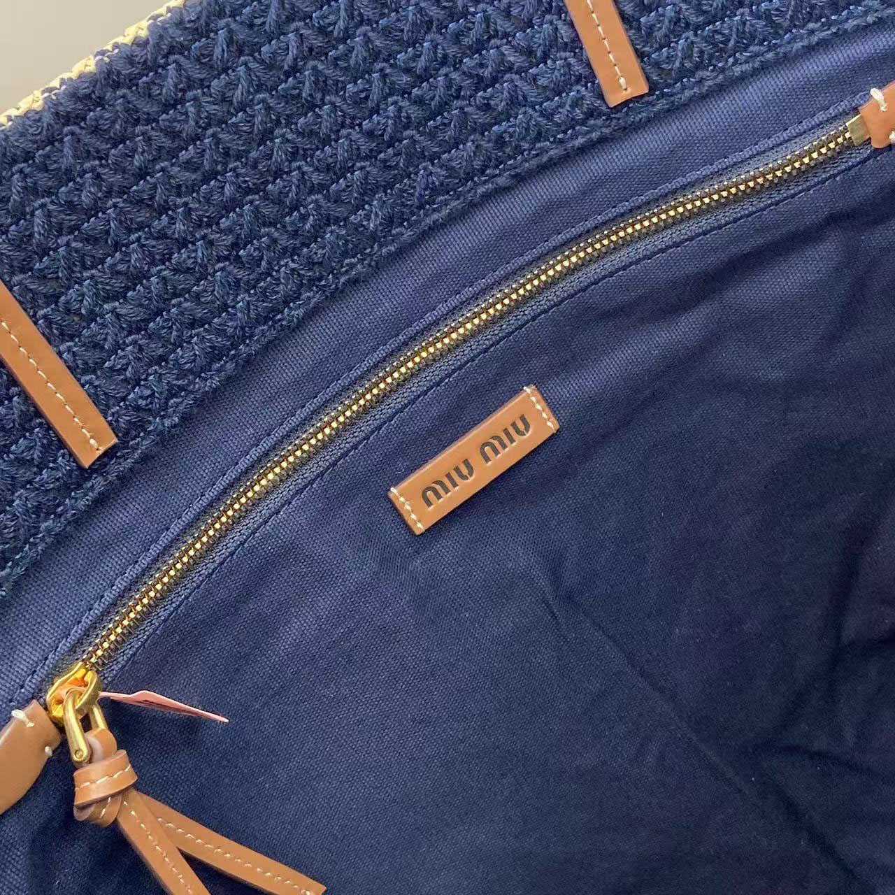 Miu Miu Raffia-Effect Woven ToteBag 5BG228 - DesignerGu