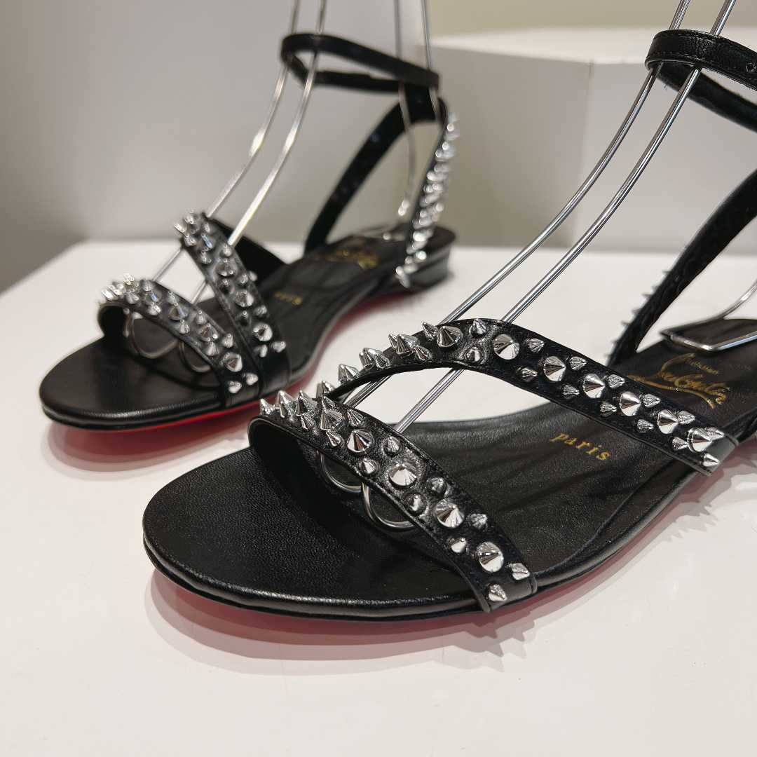 Christian Louboutin Mafaldina Spikes Leather Sandals - DesignerGu