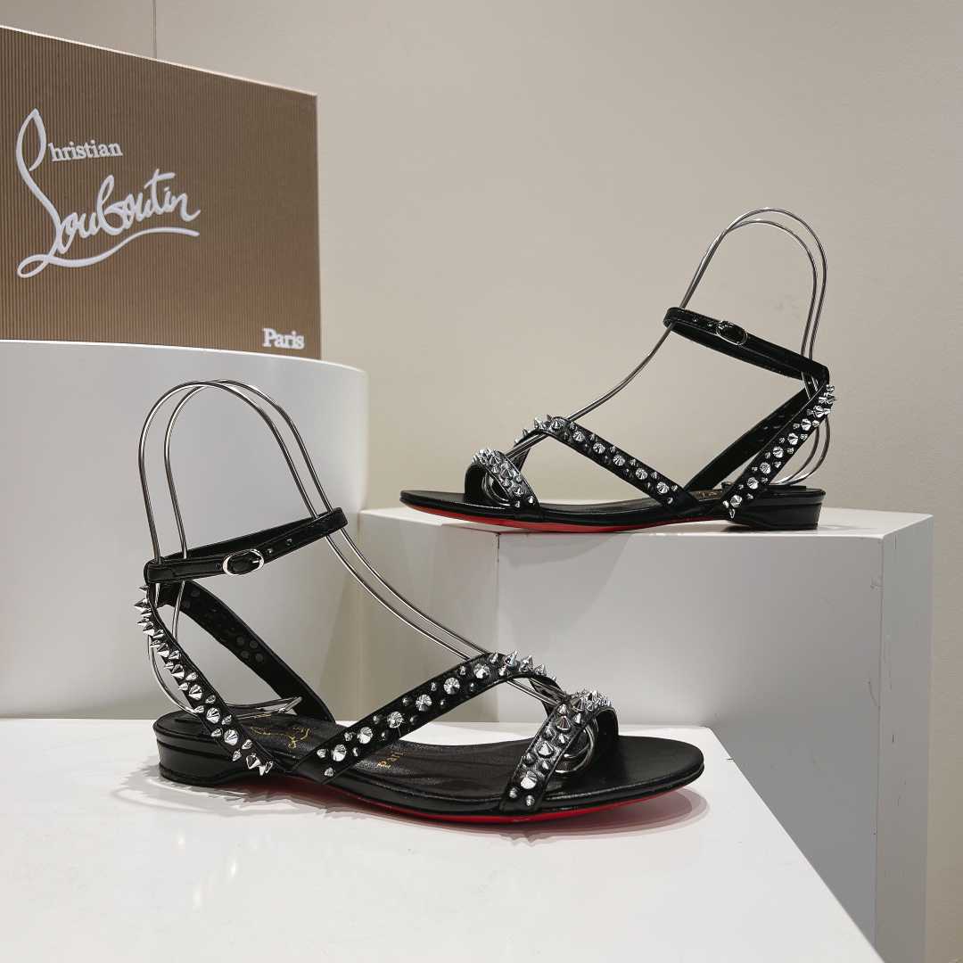 Christian Louboutin Mafaldina Spikes Leather Sandals - DesignerGu