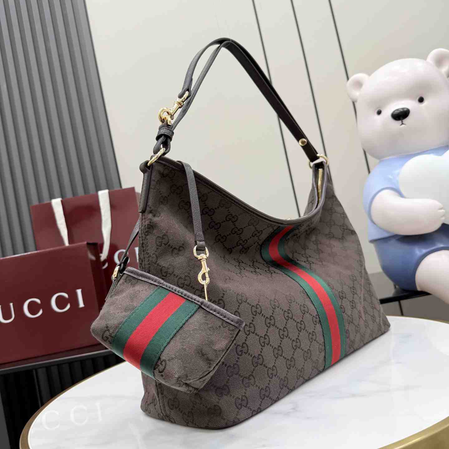 Gucci Large Shoulder Bag With Web A008NS - DesignerGu