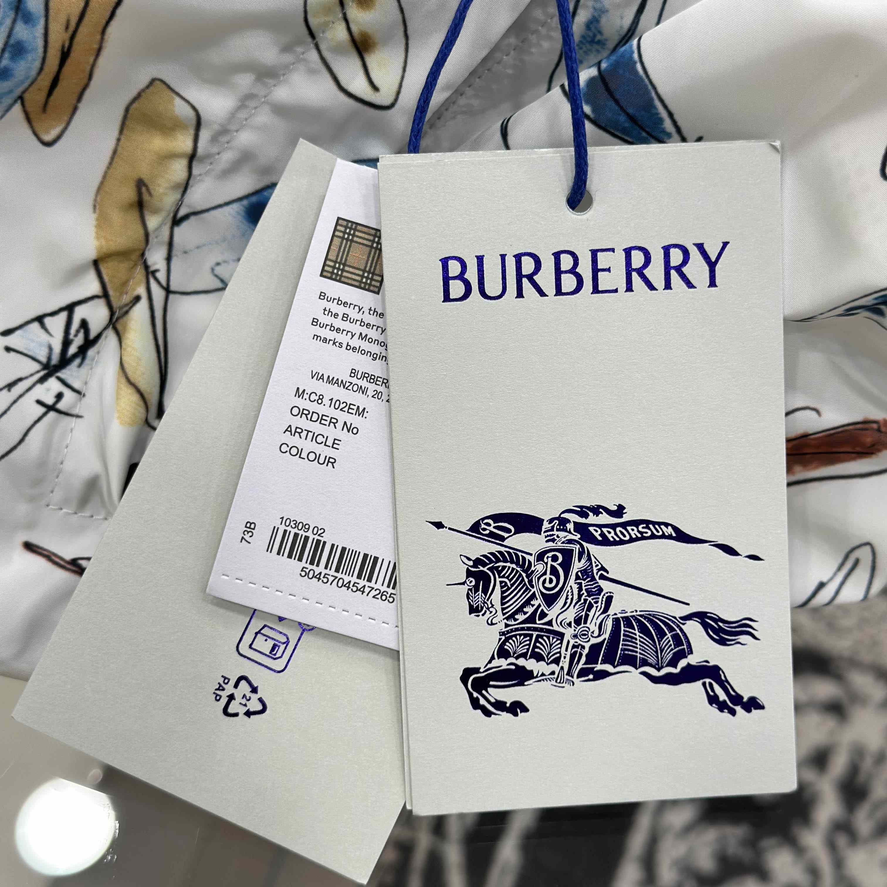 Burberry Feather Print Cotton Shorts - DesignerGu