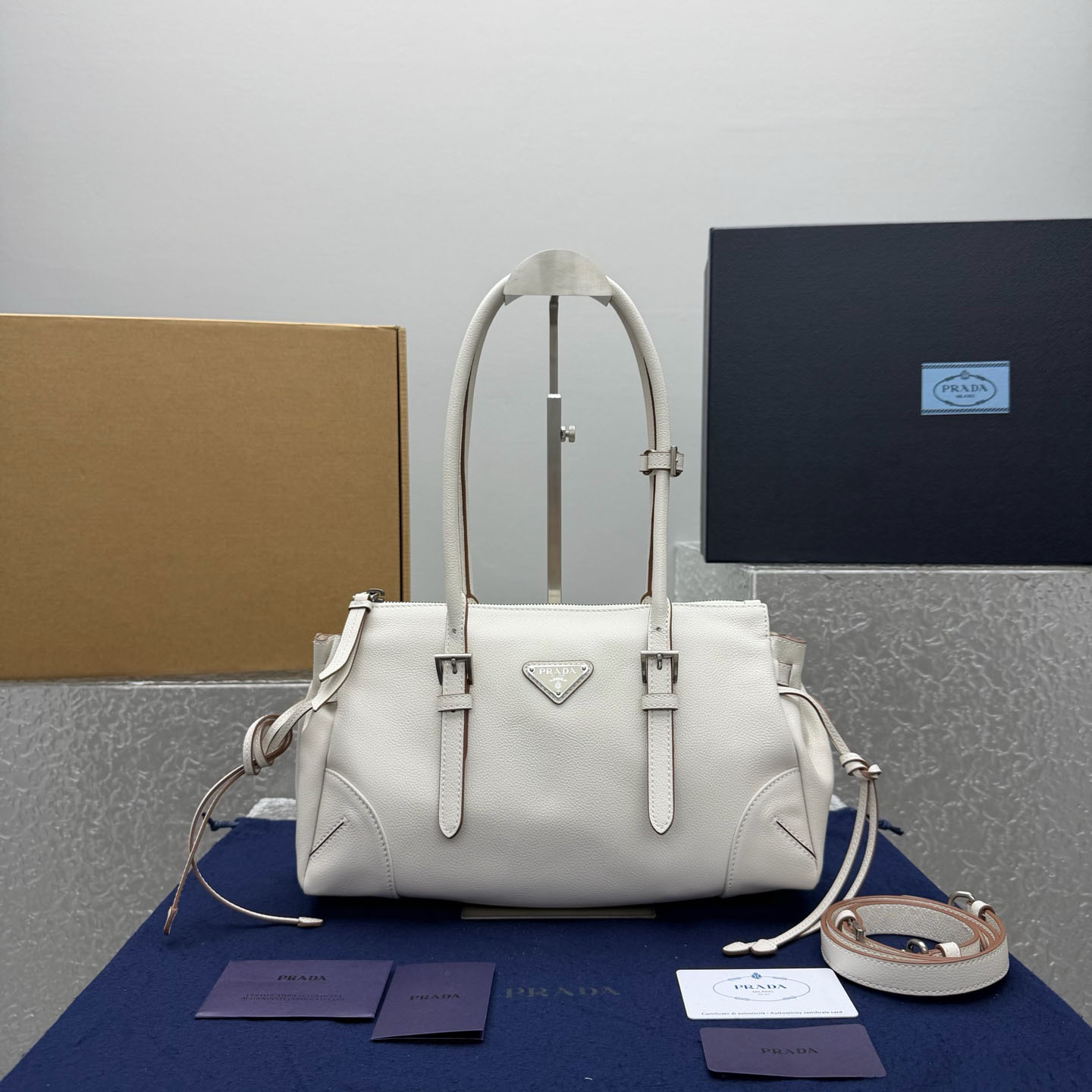 Prada Bonnie Medium Antiqued Leather Tote Bag - DesignerGu