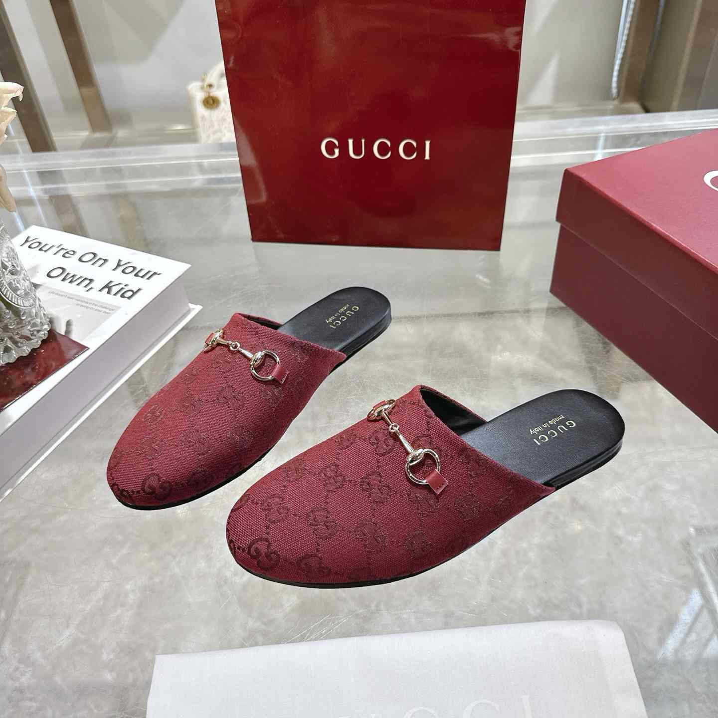 Gucci   Lucy Logo Suede Mule Loafers - DesignerGu